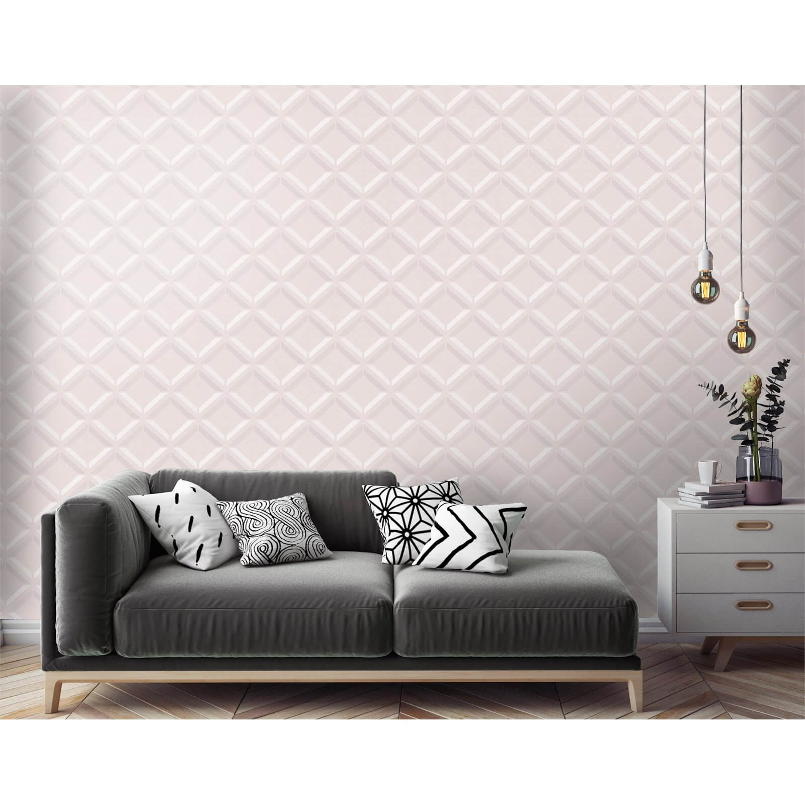 Holden Decor Lana Geometric Smooth Glitter Pink Wallpaper