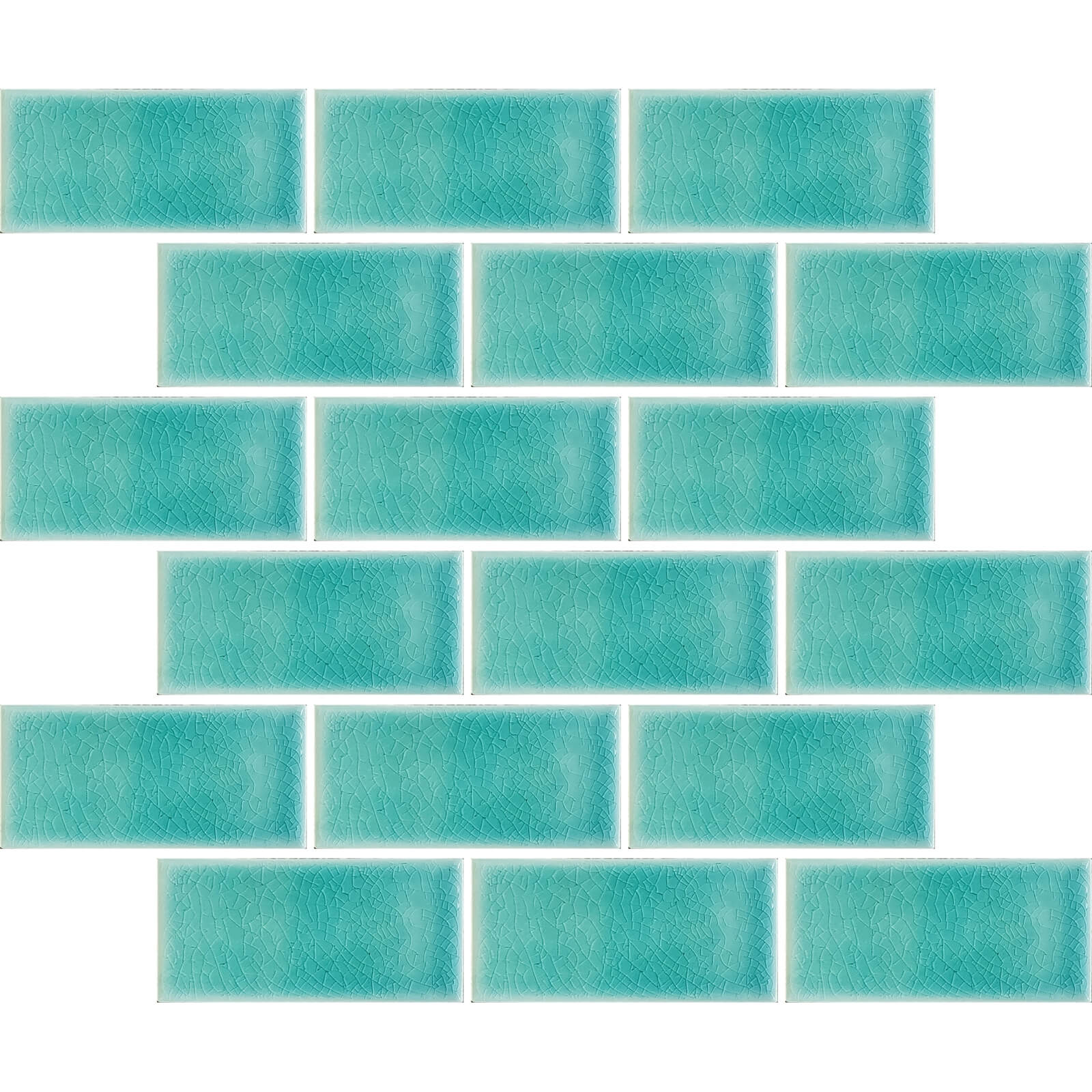 House of Mosaics Teal Crackle Midi Metro Mosaic Tile (Sample Only) - 150 x 110mm