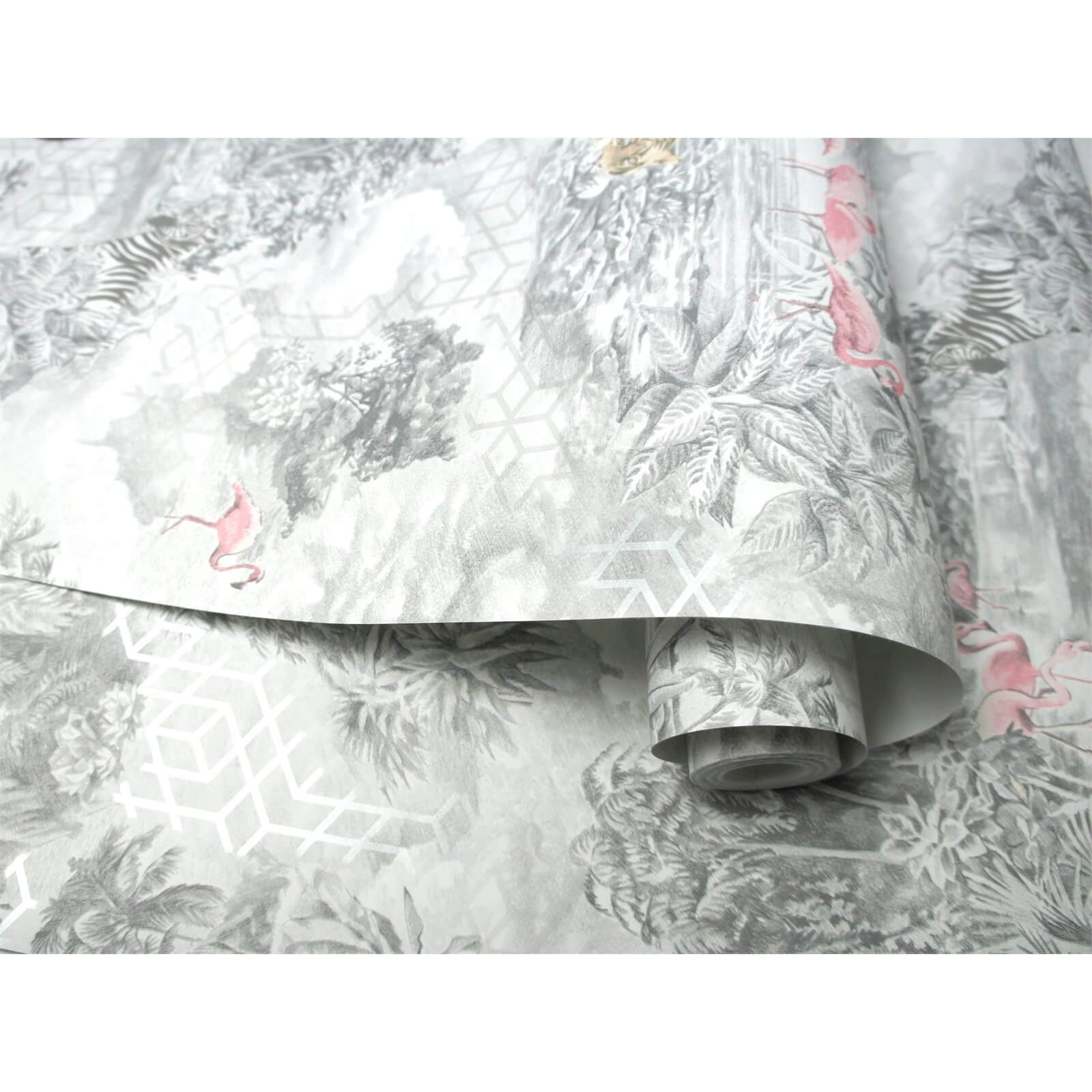 Holden Decor Mayang Jungle Smooth Metallic Grey Wallpaper