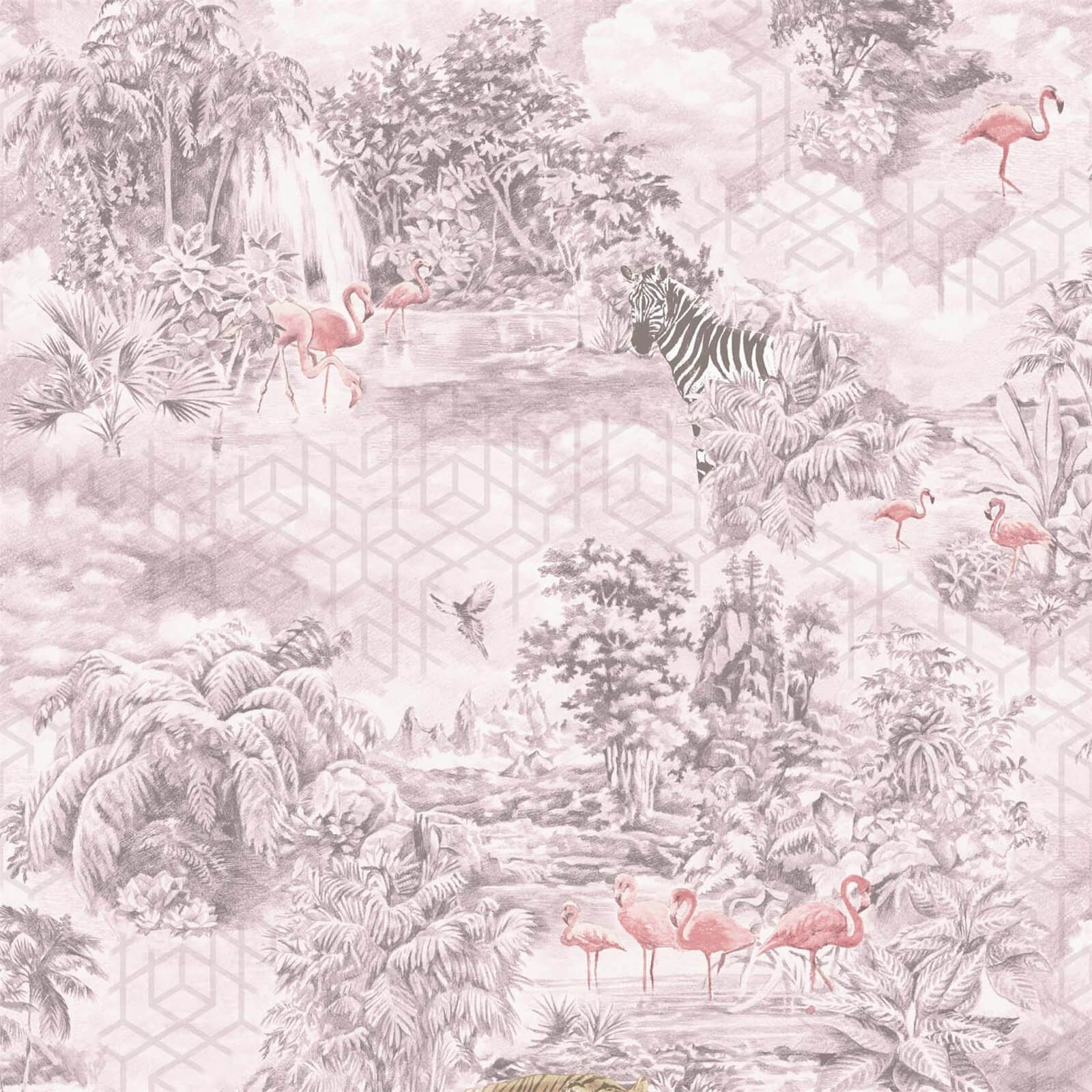 Holden Decor Mayang Jungle Smooth Metallic Pink Wallpaper