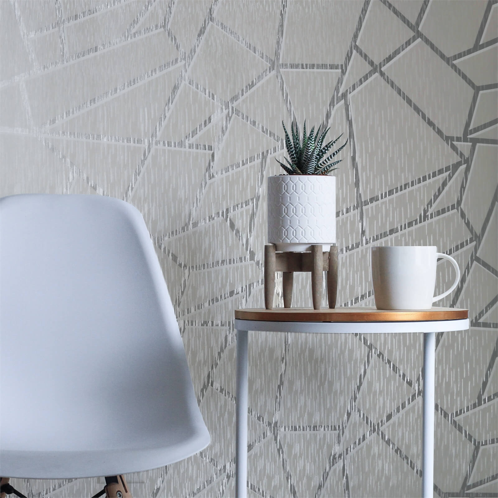 Sublime Theia Geo Silver Wallpaper