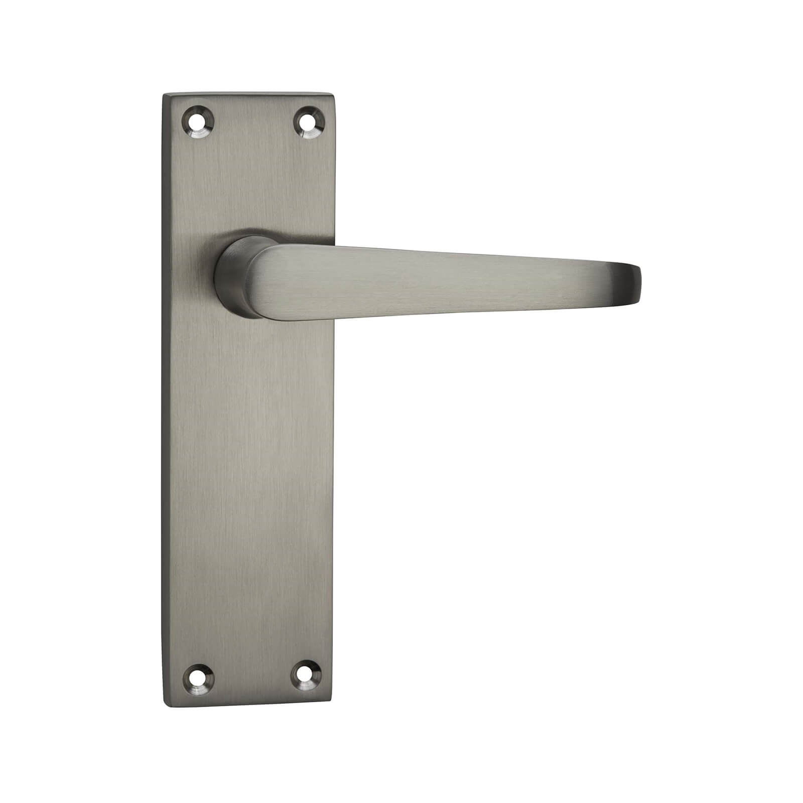 Homebuild Victorian Straight Long Backplate Latch Lever Set -  Brushed Nickel