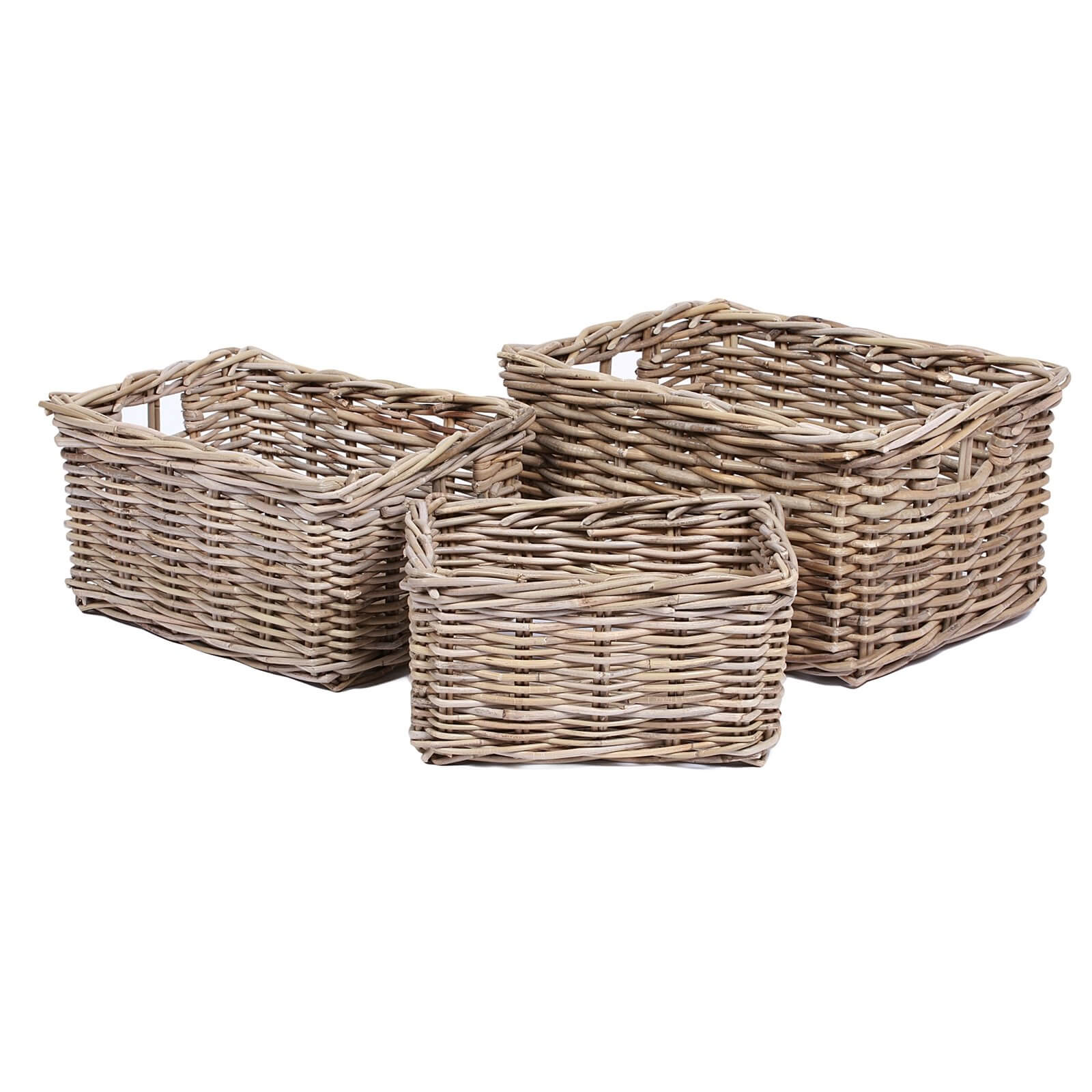 Set of 3 Rectangular Wicker Baskets