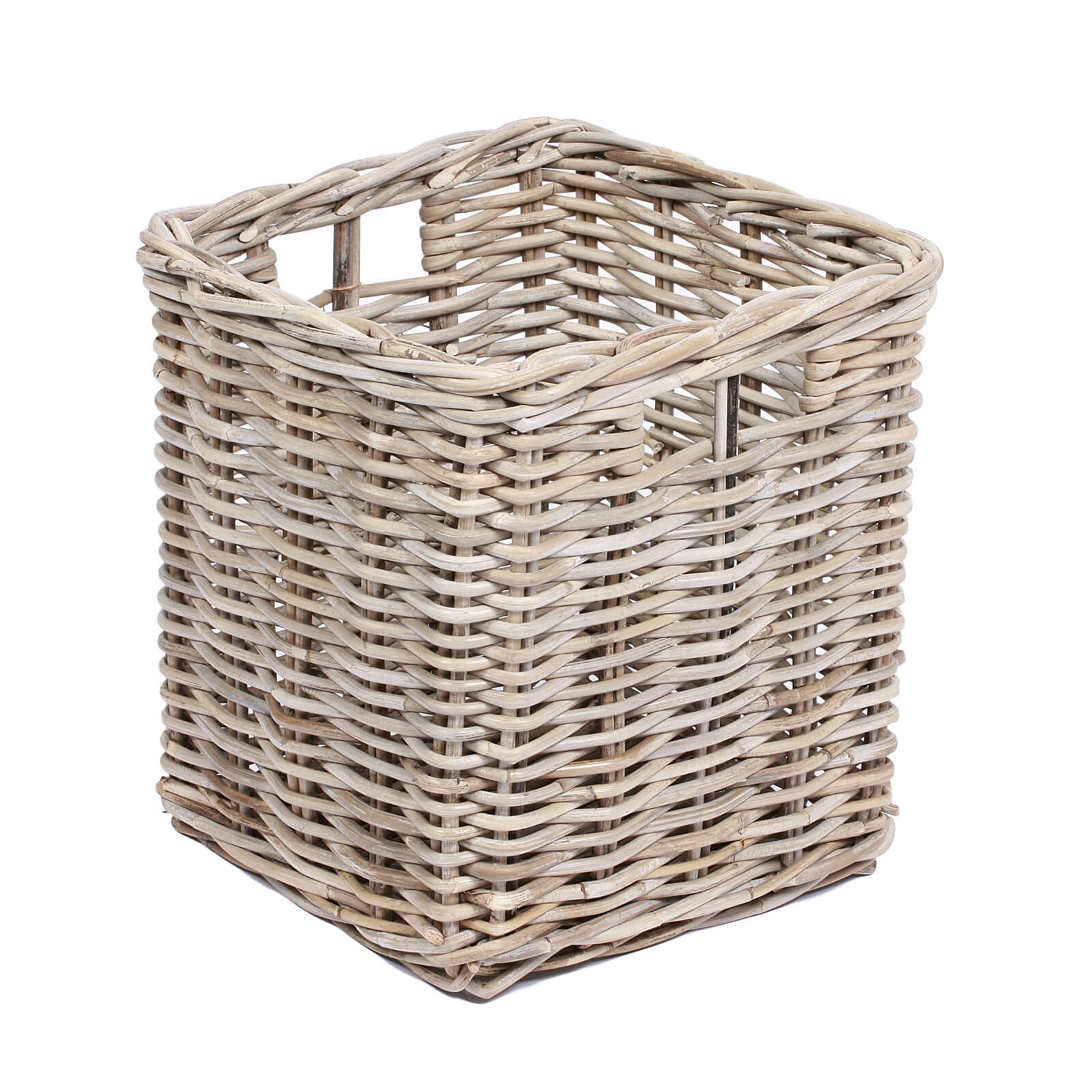 Square Wicker Basket with Hole Handles
