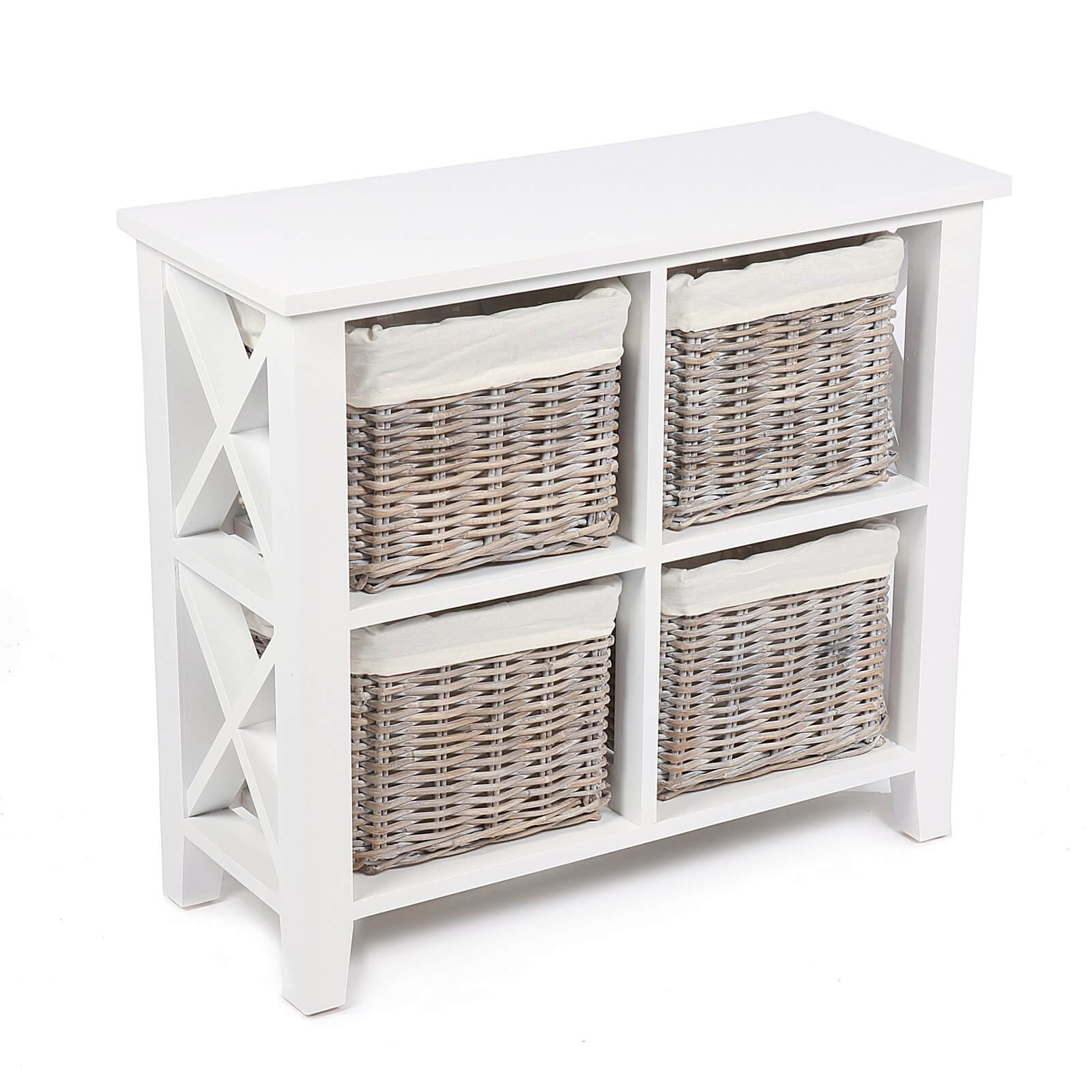Bude 4 Wicker Baskets Square Cabinet