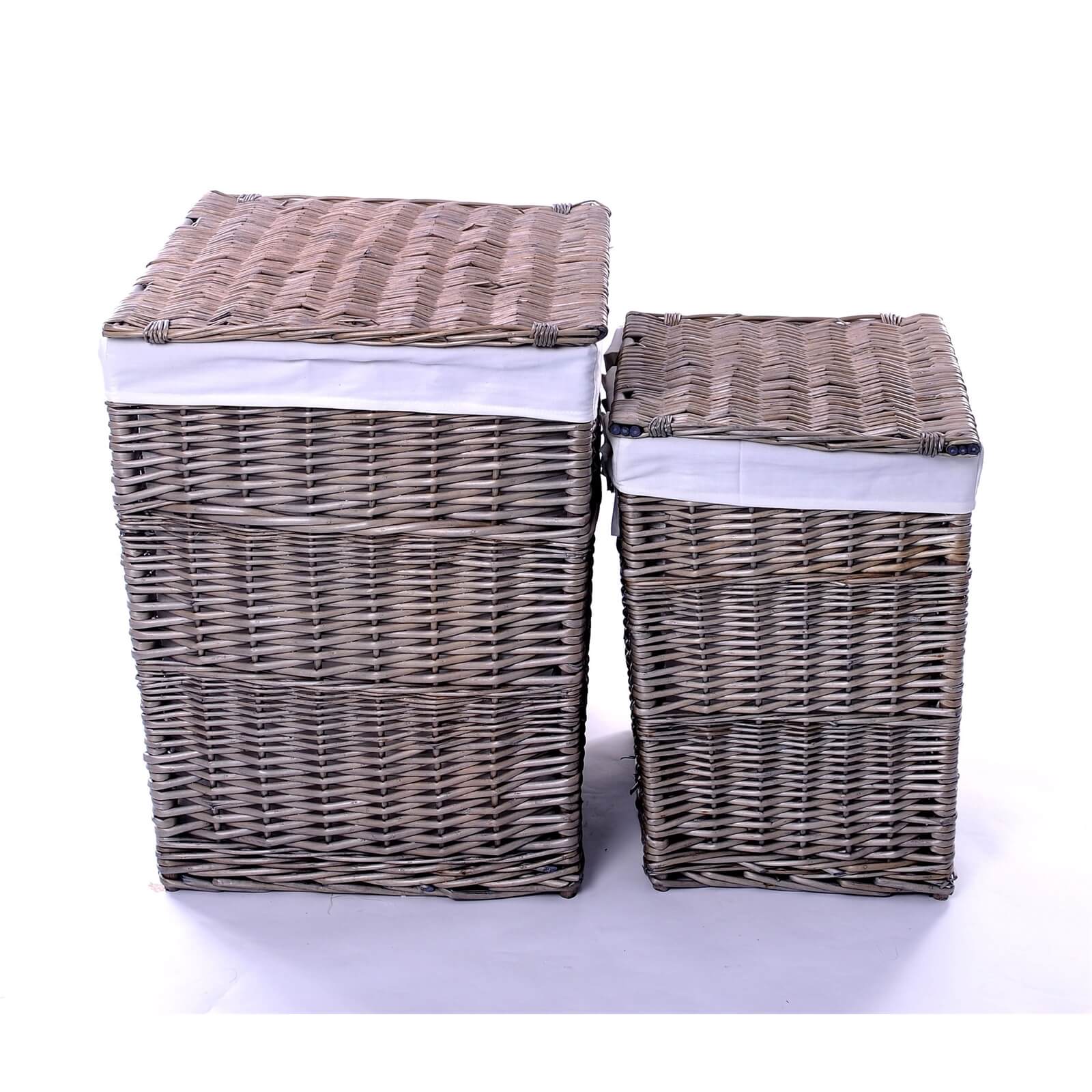 Square Wicker Laundry Baskets - Set of 2