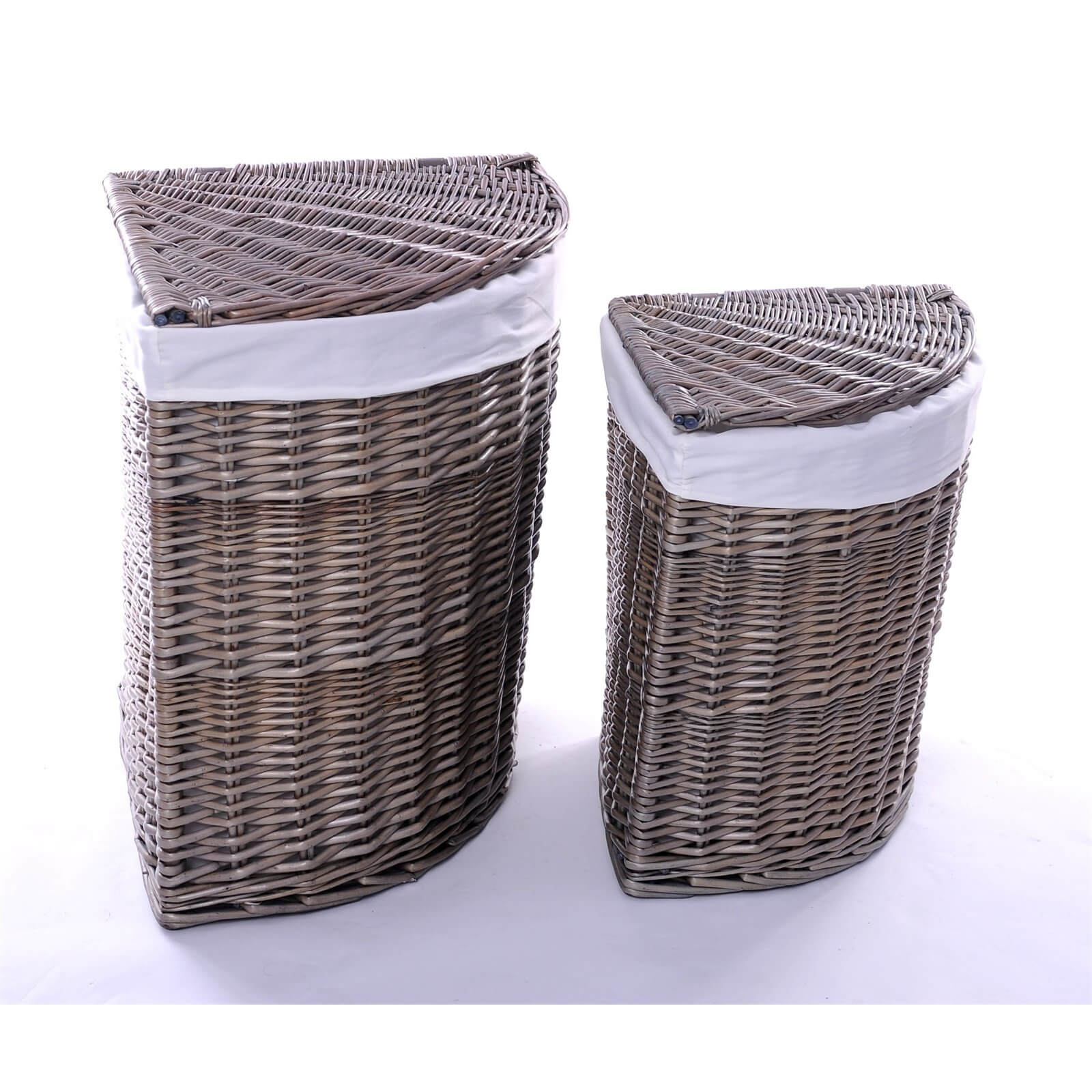 Corner Wicker Laundry Baskets - Set of 2