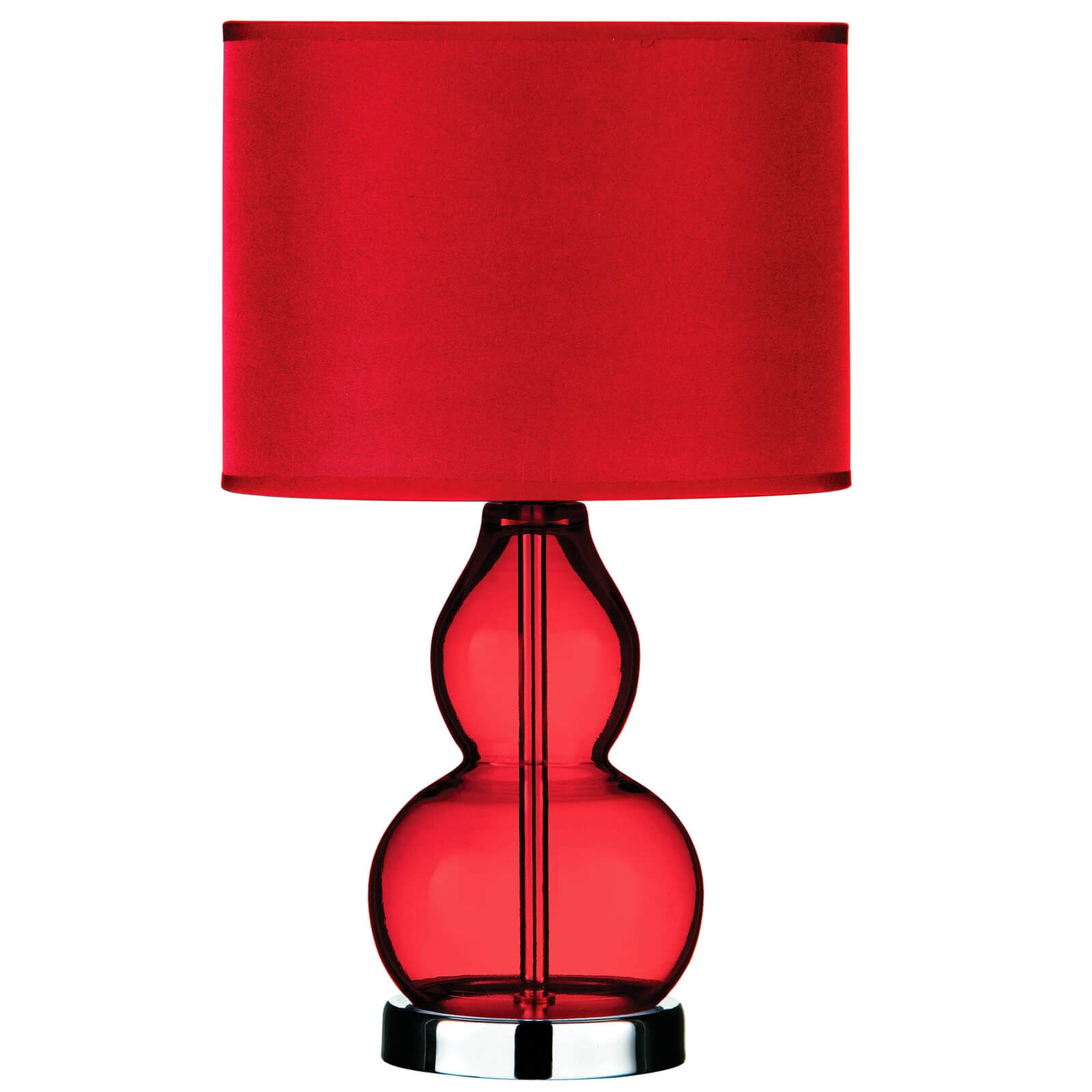 Red Glass with Chrome Base Table Lamp