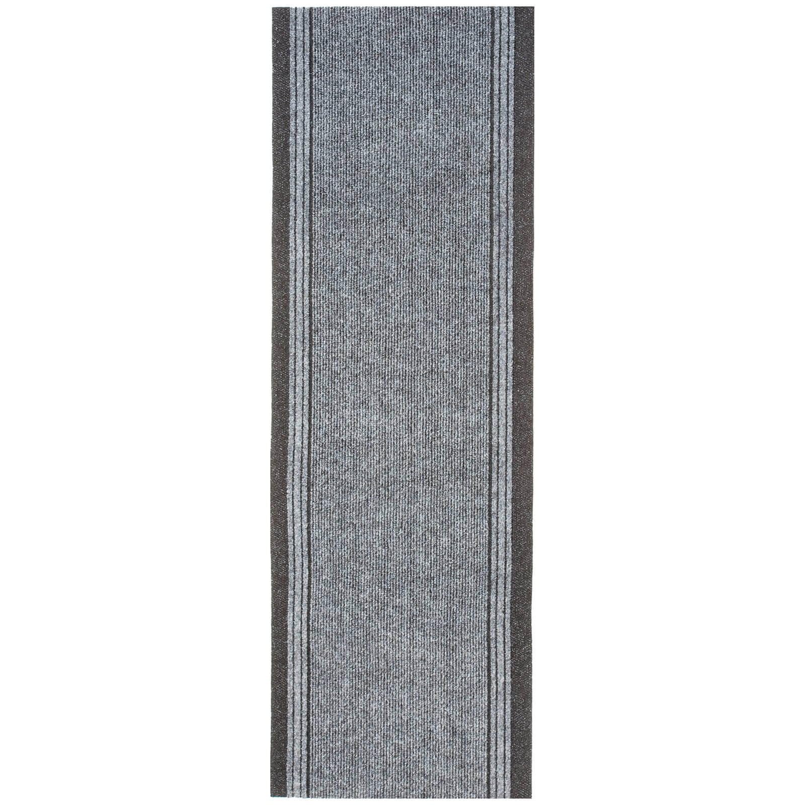 Striped Border Runner - Grey - 66x183cm