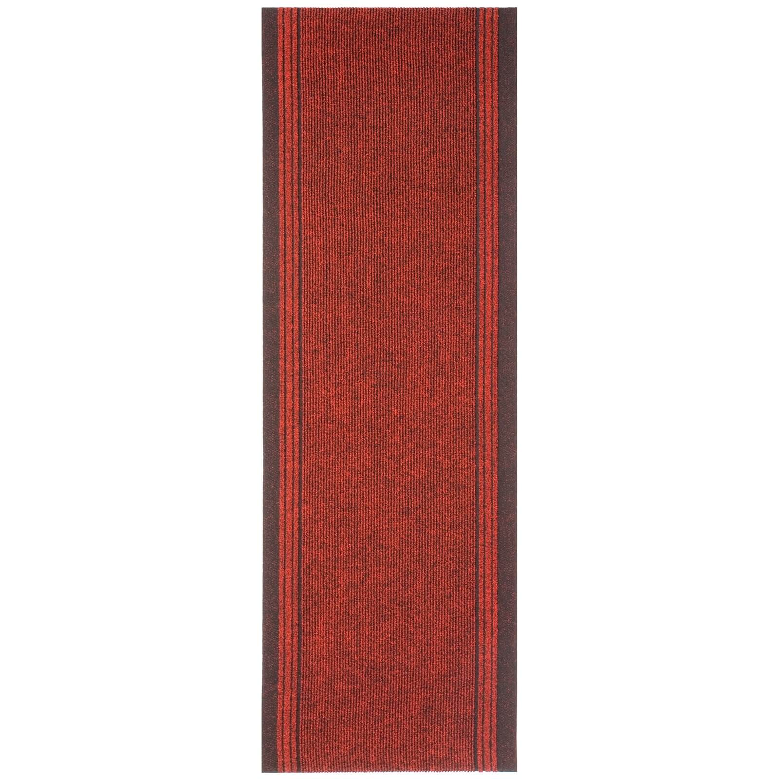 Striped Border Runner - Red - 66x183cm