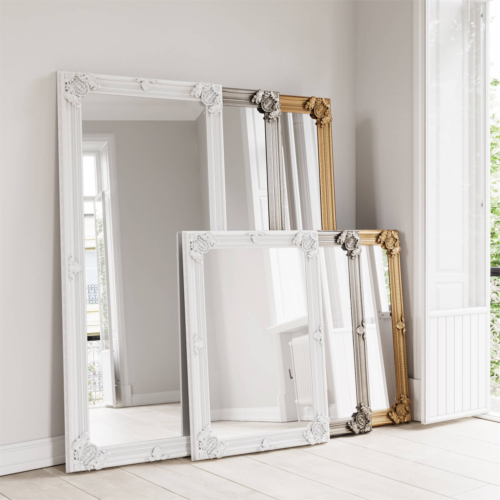 Madrid Large White Accent Mirror