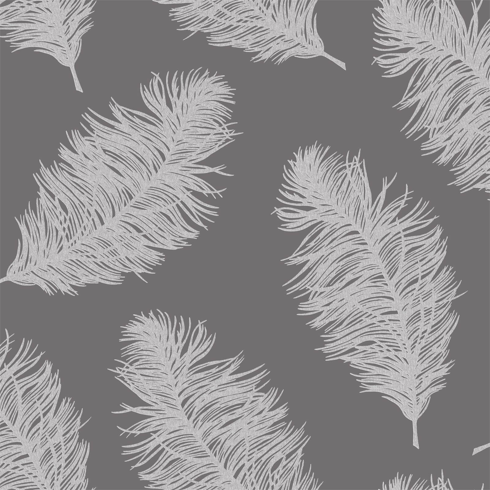 Holden Decor Hawthorn Feathers Smooth Grey Wallpaper