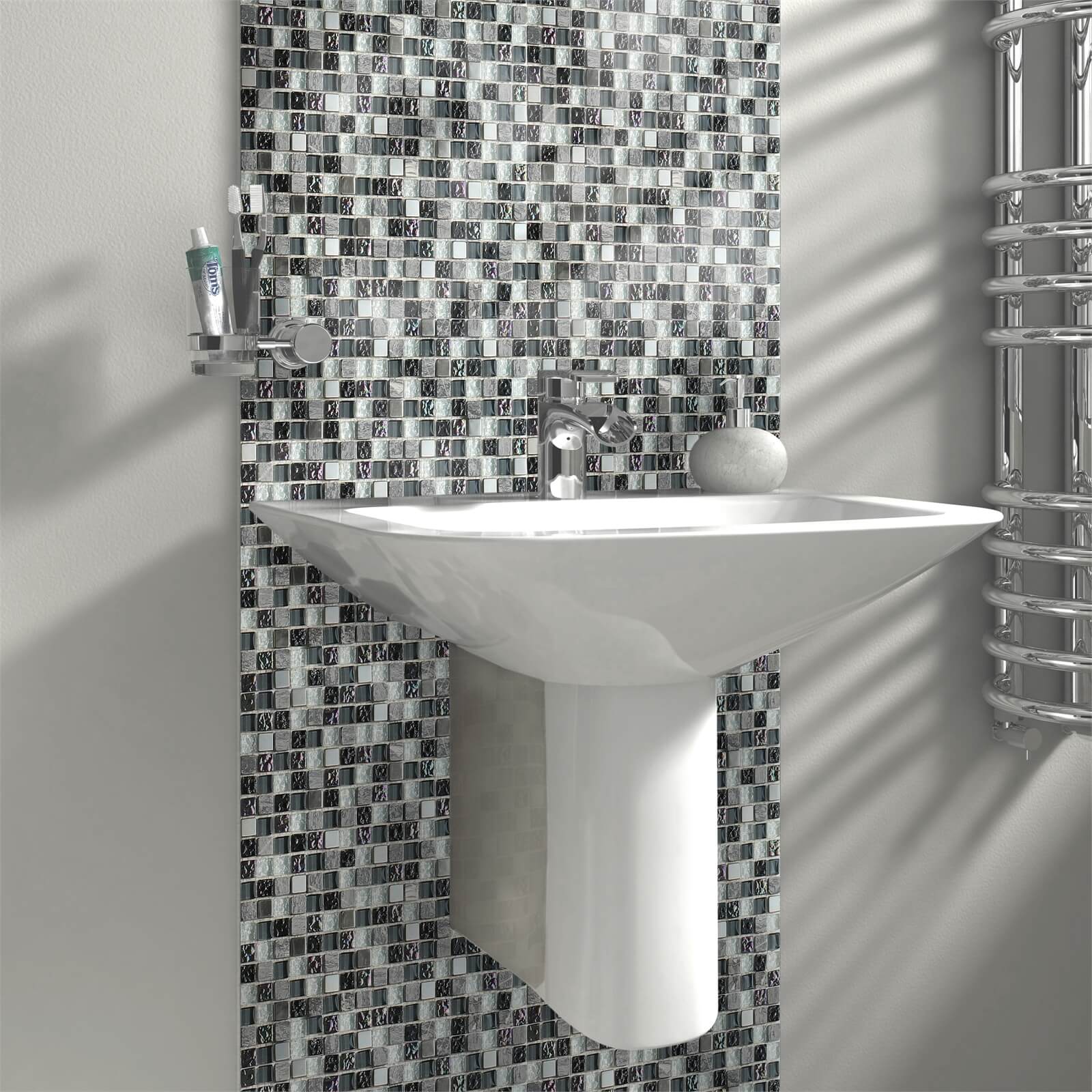 House of Mosaics Petrol Marble Mix Mosaic Tile - 300 x 300mm