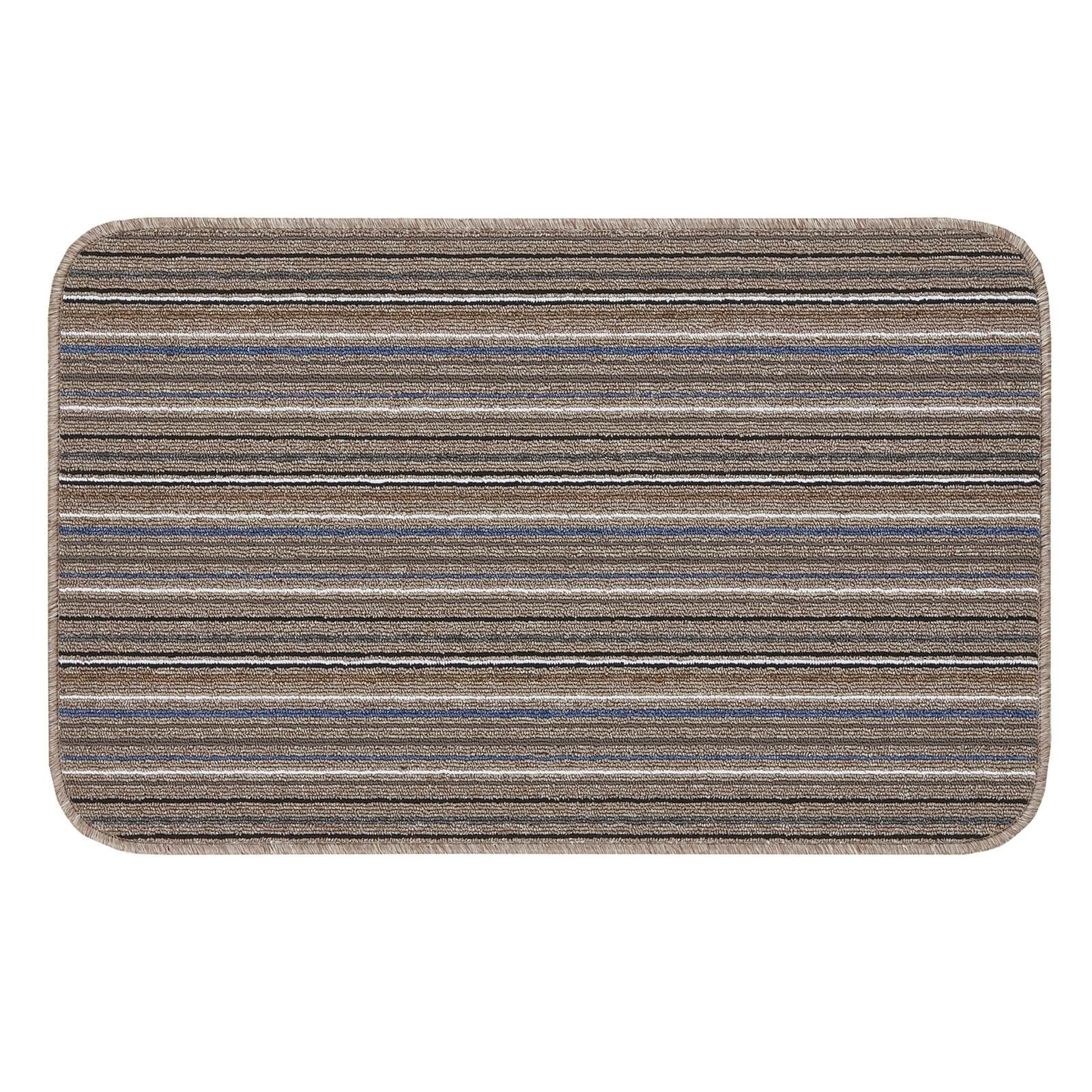 Soho Washable Mat Mocha & Blue 80 x 140cm Homebase