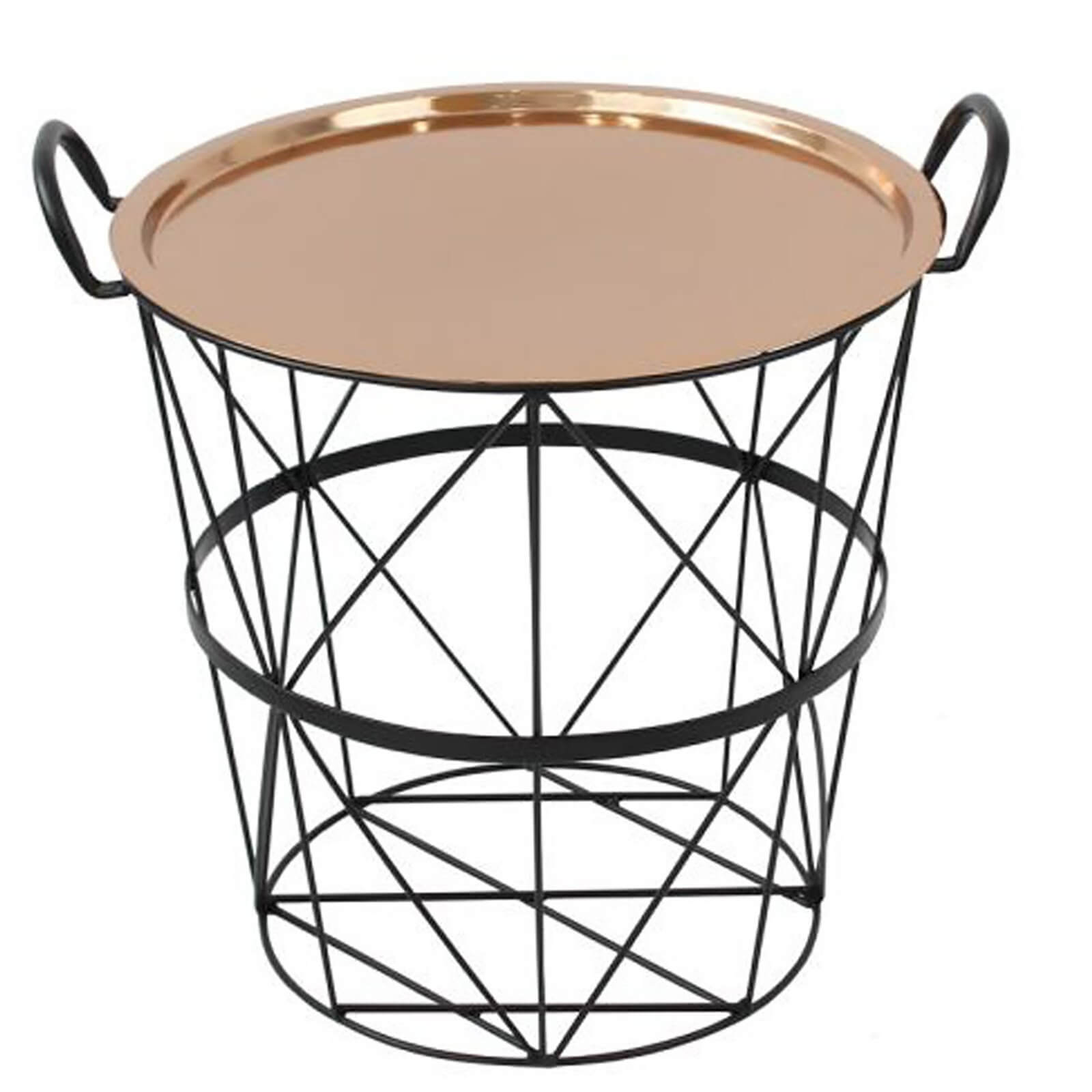 Wire Log Basket With Copper Lid Small