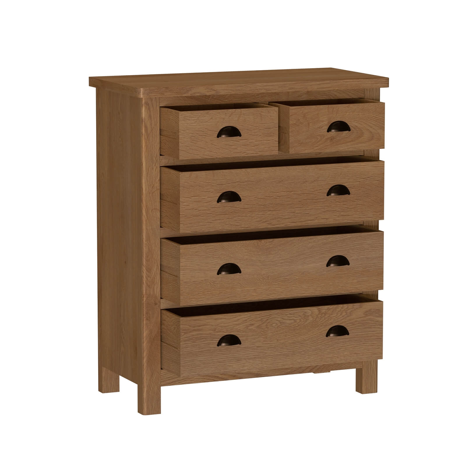 Newlyn 2 Over 3 Chest of Drawers - Oak