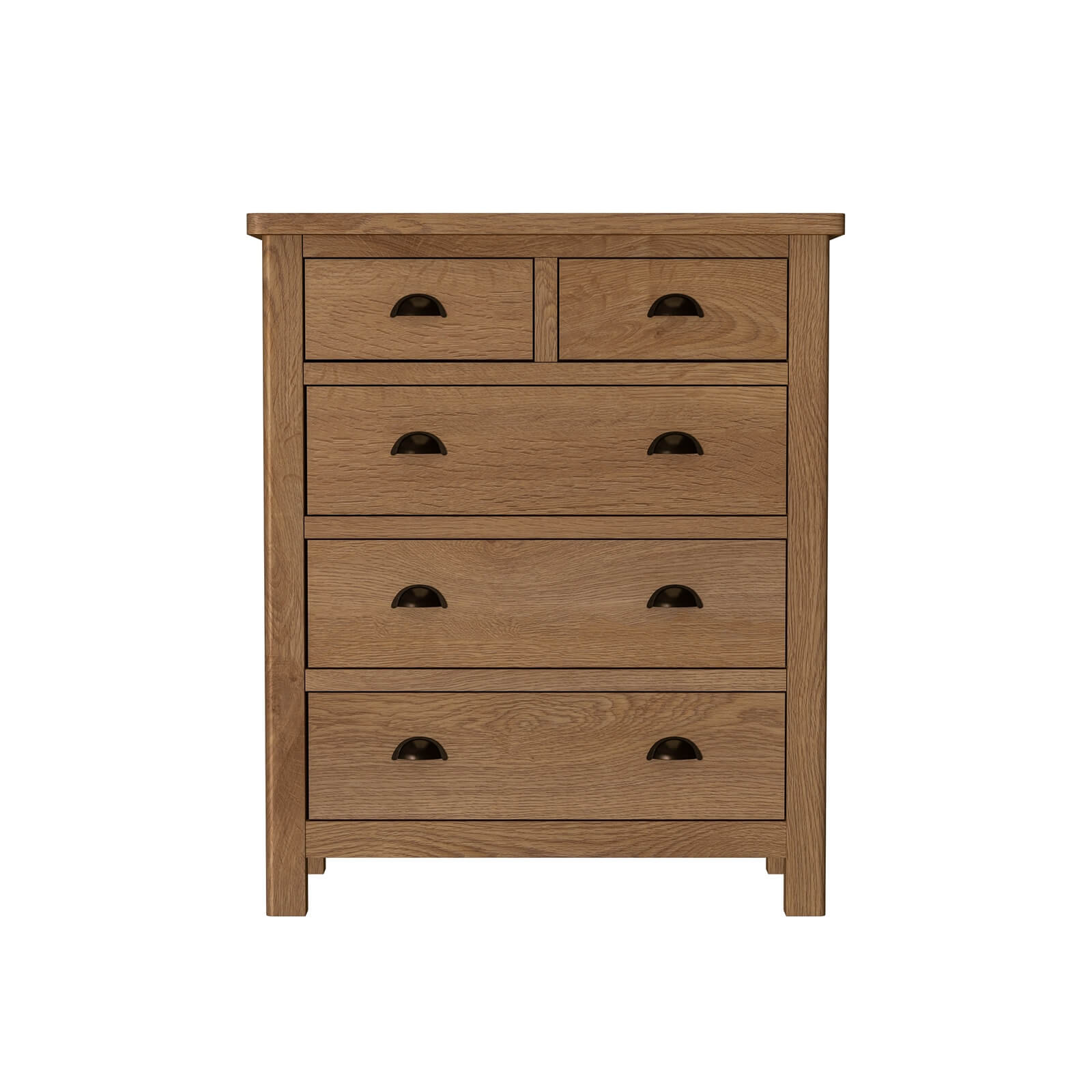 Newlyn 2 Over 3 Chest of Drawers - Oak