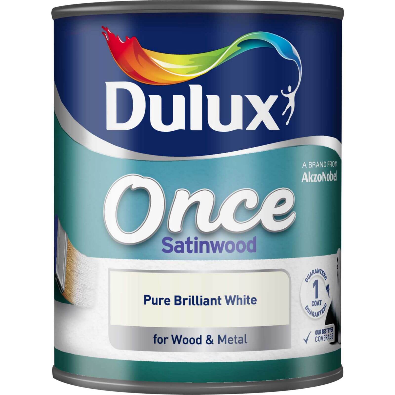 Dulux Once Satinwood Paint Pure Brilliant White - 750ml