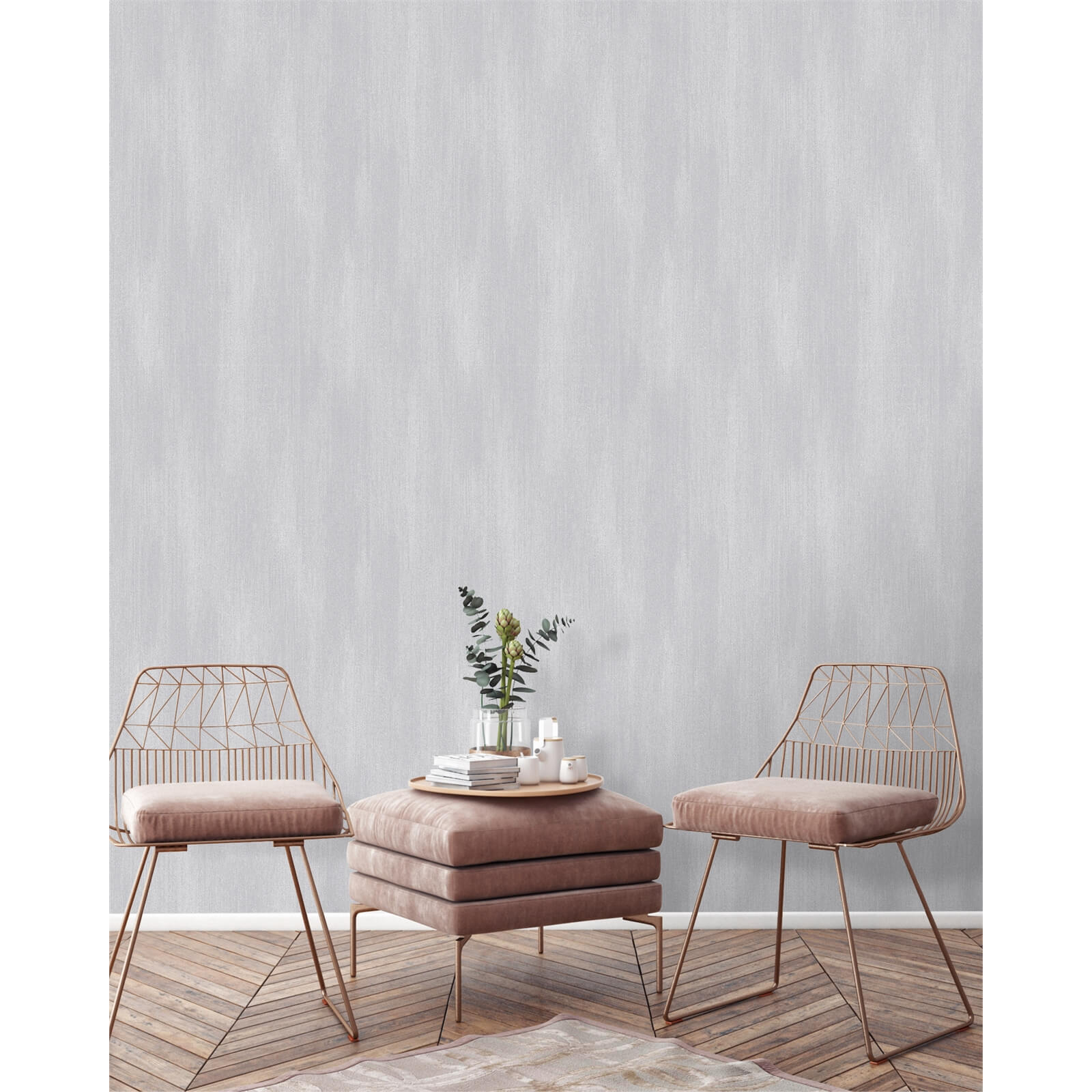 Grandeco Royal House Fabric Plain Grey Wallpaper
