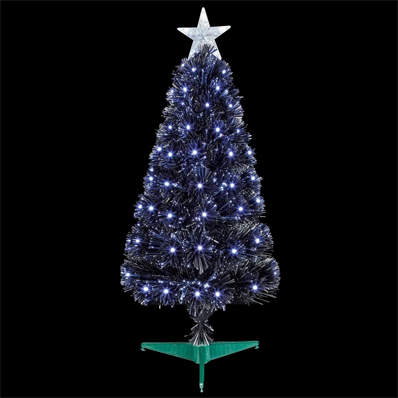 2ft 6 Black Slim Fibre Optic Christmas Tree With White LEDs