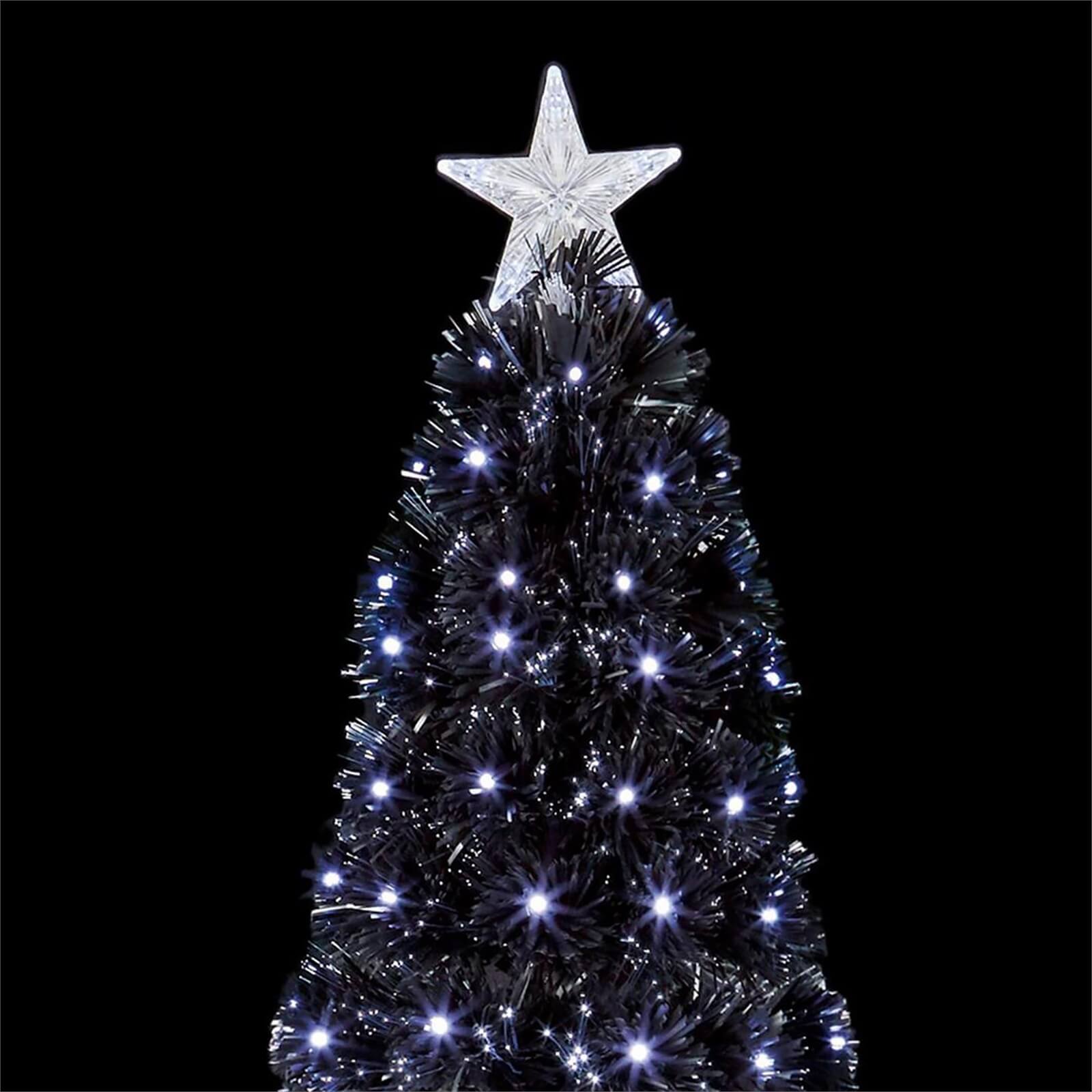 4ft Black Slim Fibre Optic Christmas Tree With White LEDs