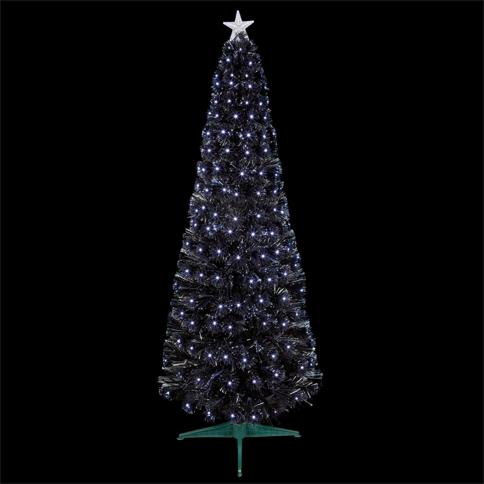 4ft Black Slim Fibre Optic Christmas Tree With White LEDs