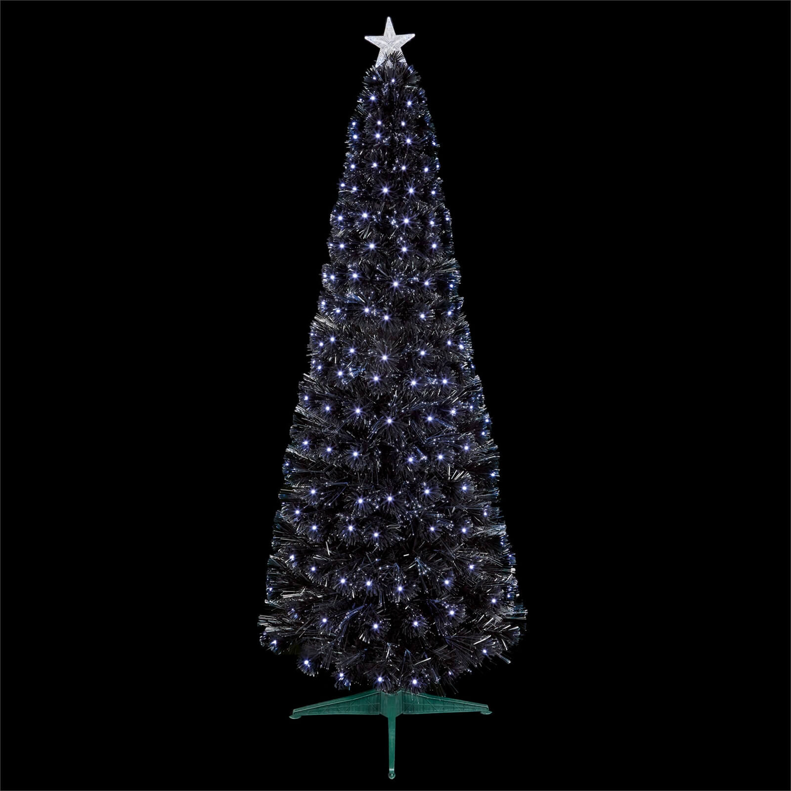 5ft Black Slim Fibre Optic Christmas Tree with White LEDs