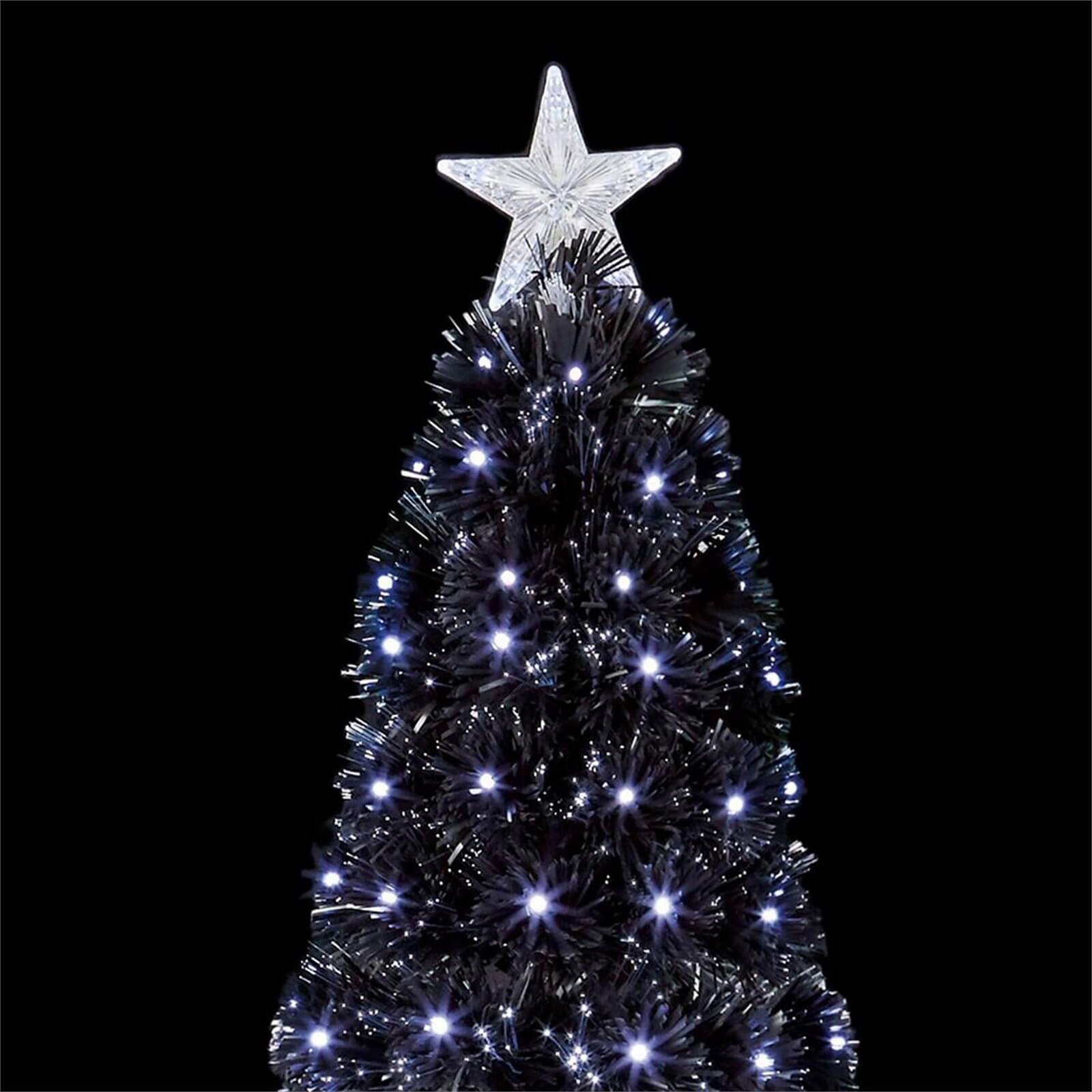 5ft Black Slim Fibre Optic Christmas Tree with White LEDs