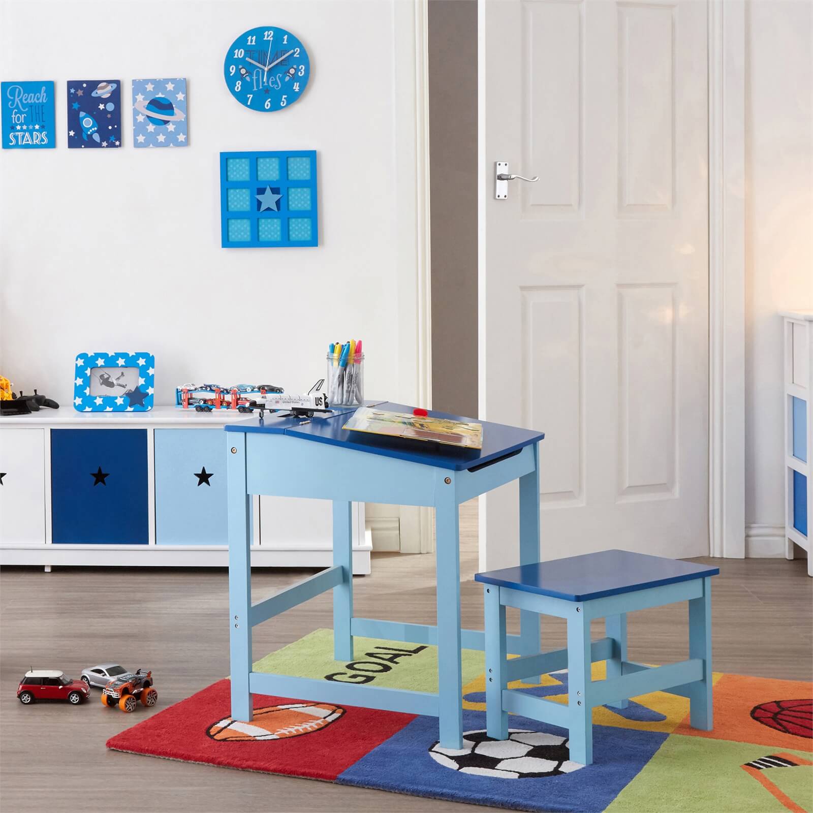 Kids Desk and Stool - Blue