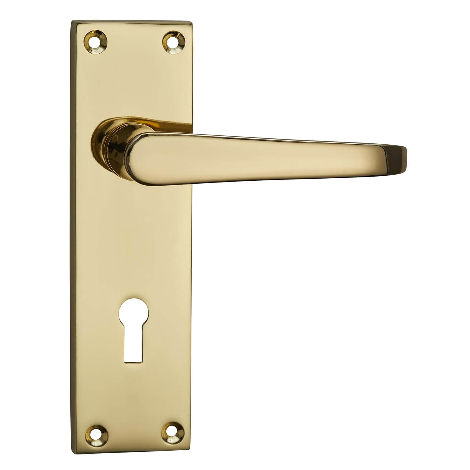 Homebuild Victorian Straight Long Backplate Lock Lever Set - Polished Brass