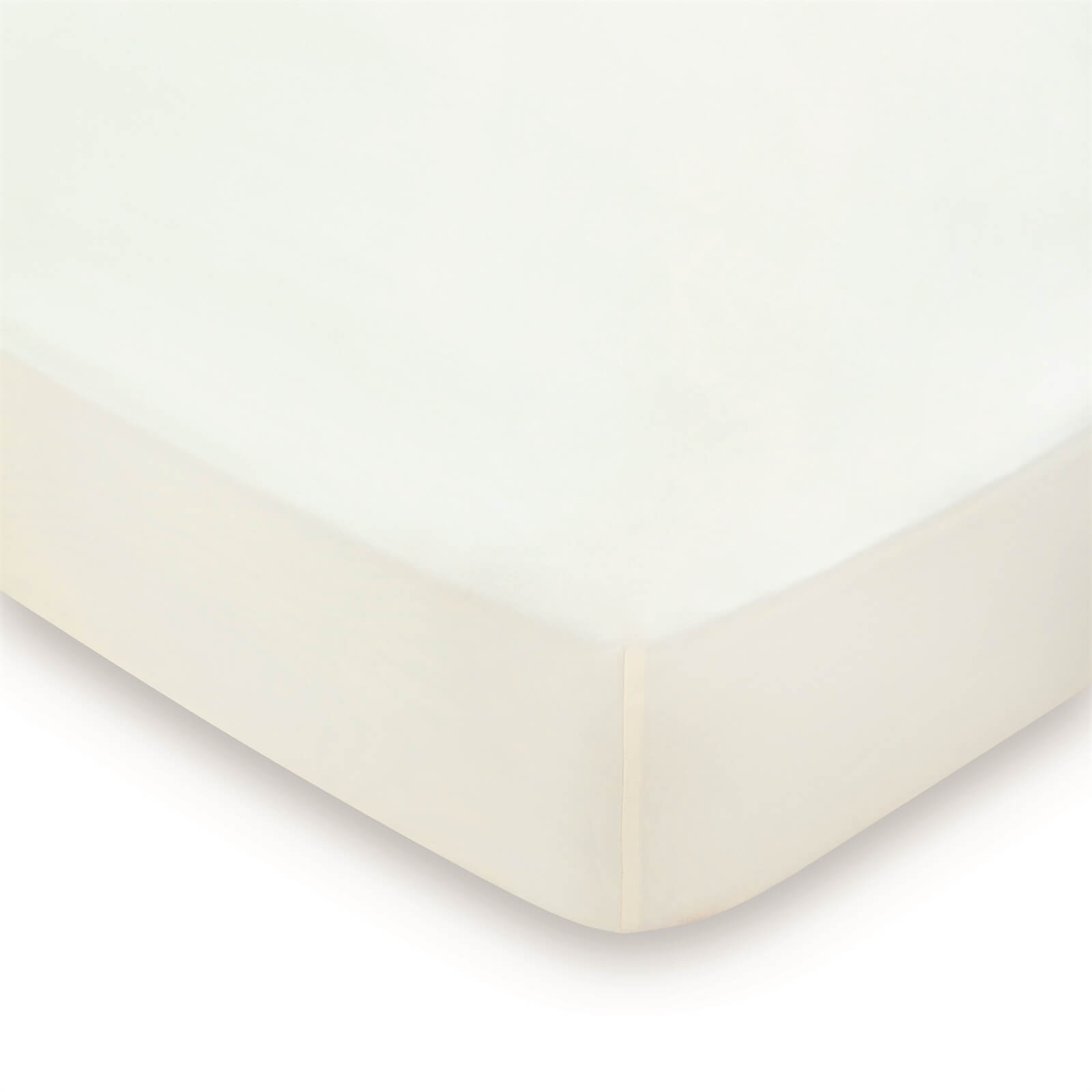 Peacock Blue Hotel 600 Thread Count Plain Dye Fitted Sheet - Single - Ivory