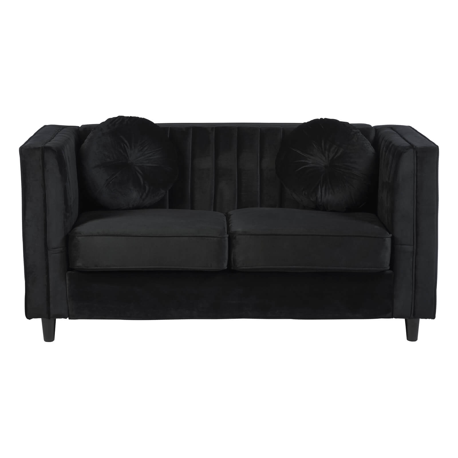 Farah 2 Seat Velvet Sofa - Black