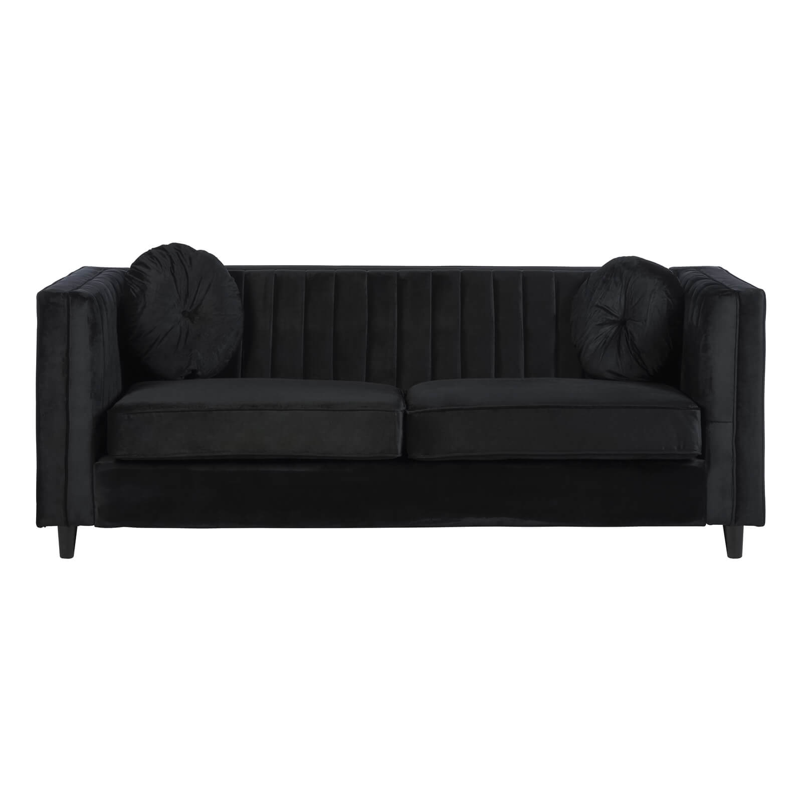 Farah 3 Seat Velvet Sofa - Black
