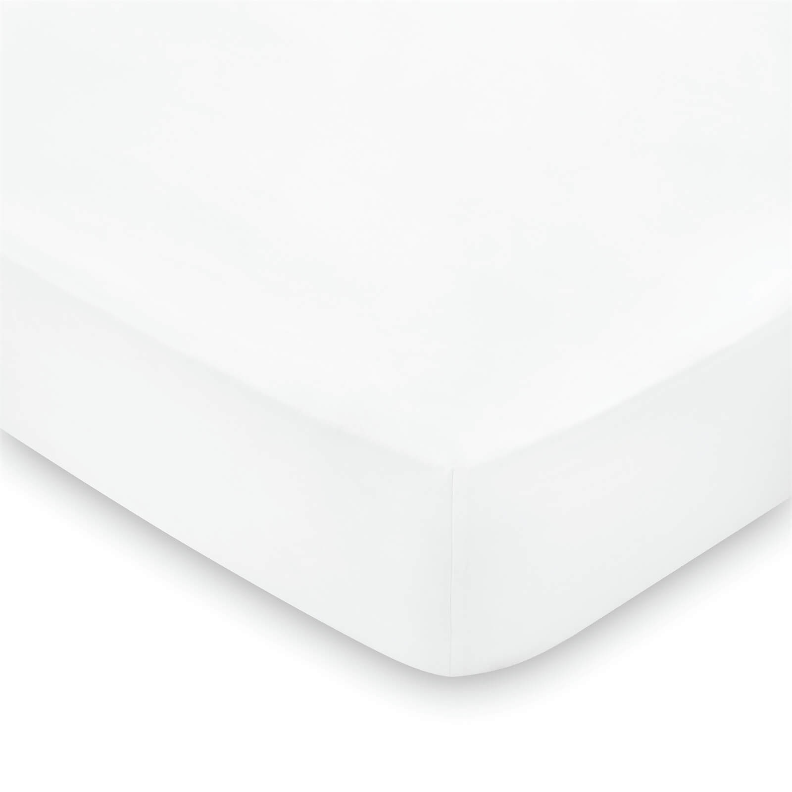 Peacock Blue Hotel 600 Thread Count Plain Dye Fitted Sheet - Super King - White
