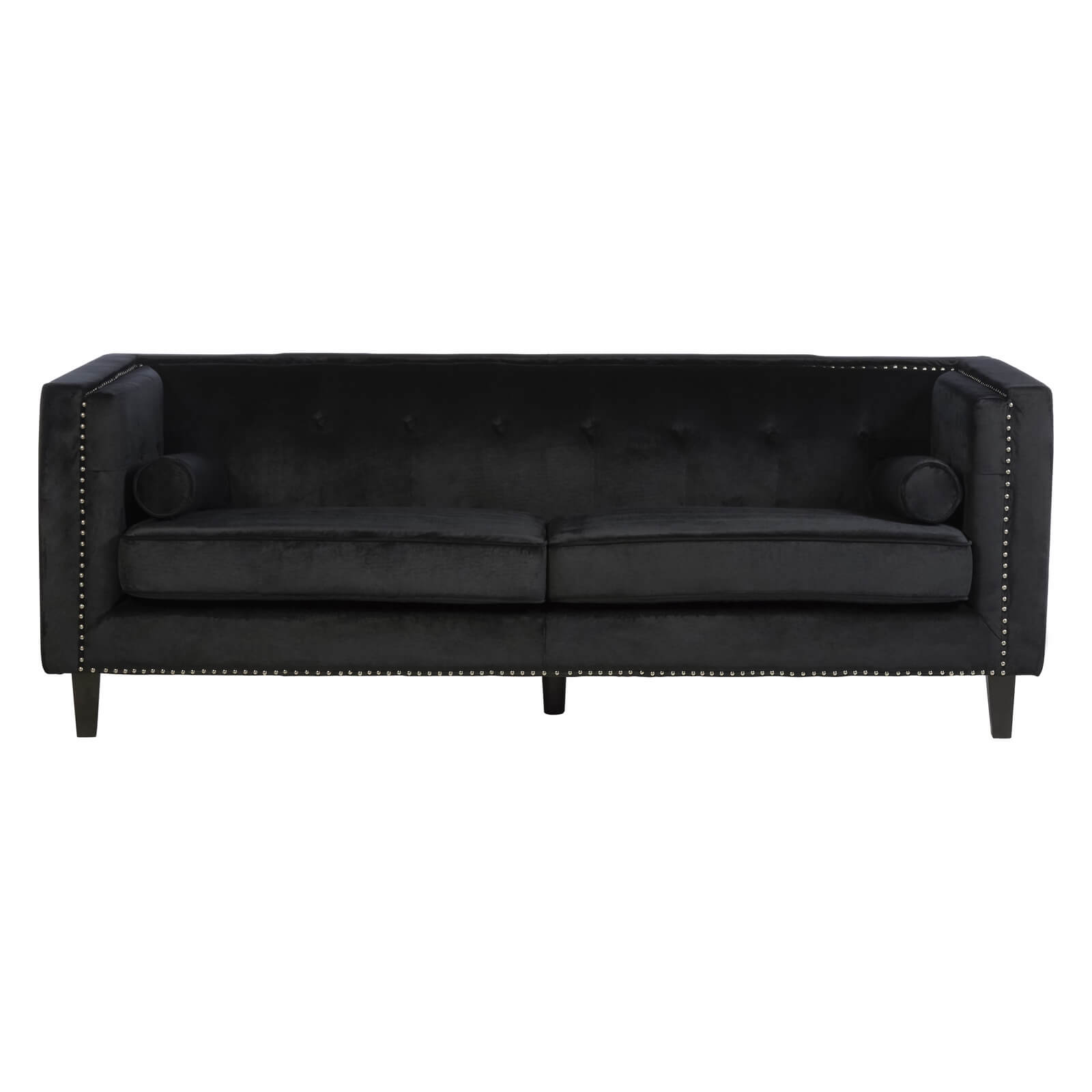 Felisa 3 Seat Velvet Sofa - Black