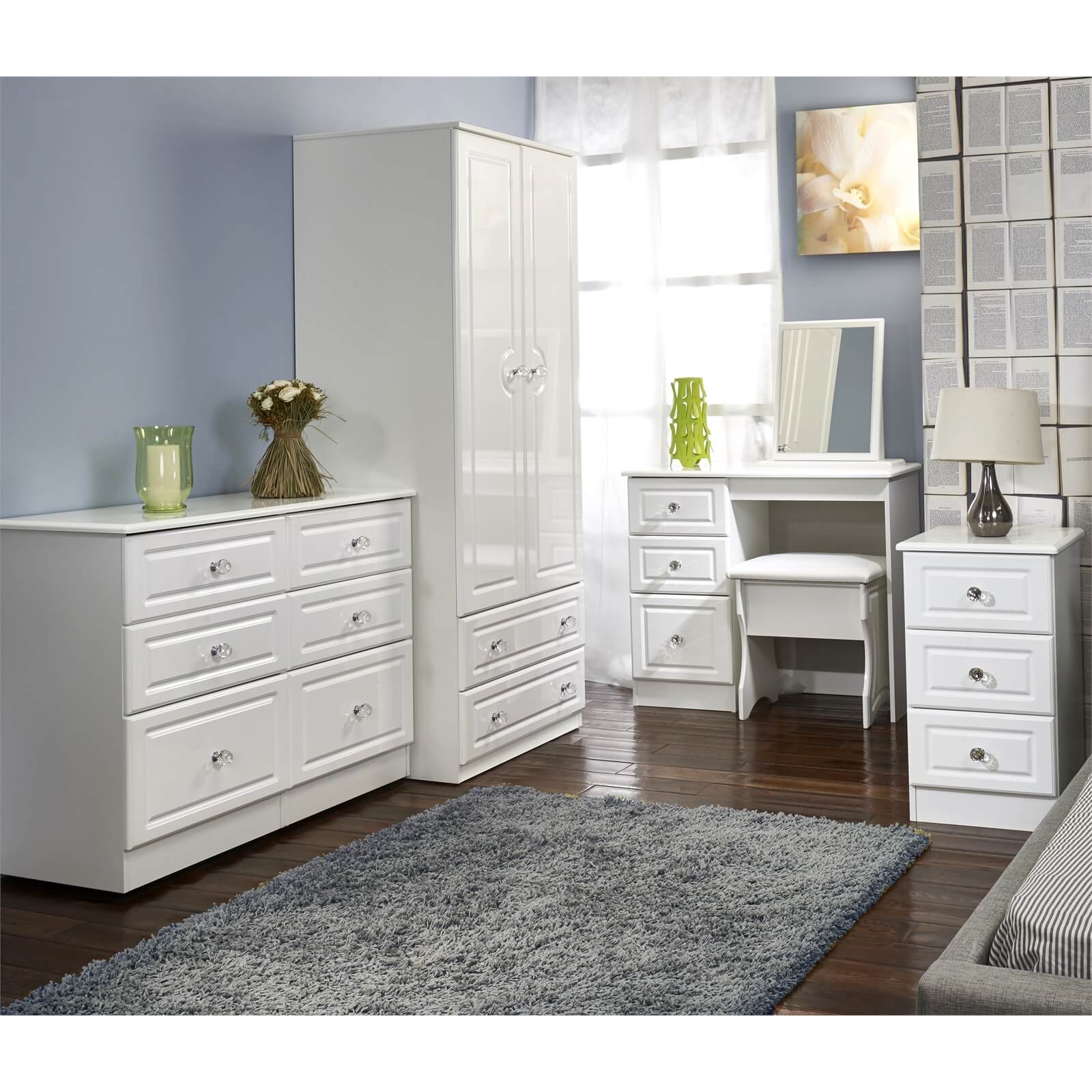 Stonehaven 3 Drawer Bedside with Wireless Charging - White