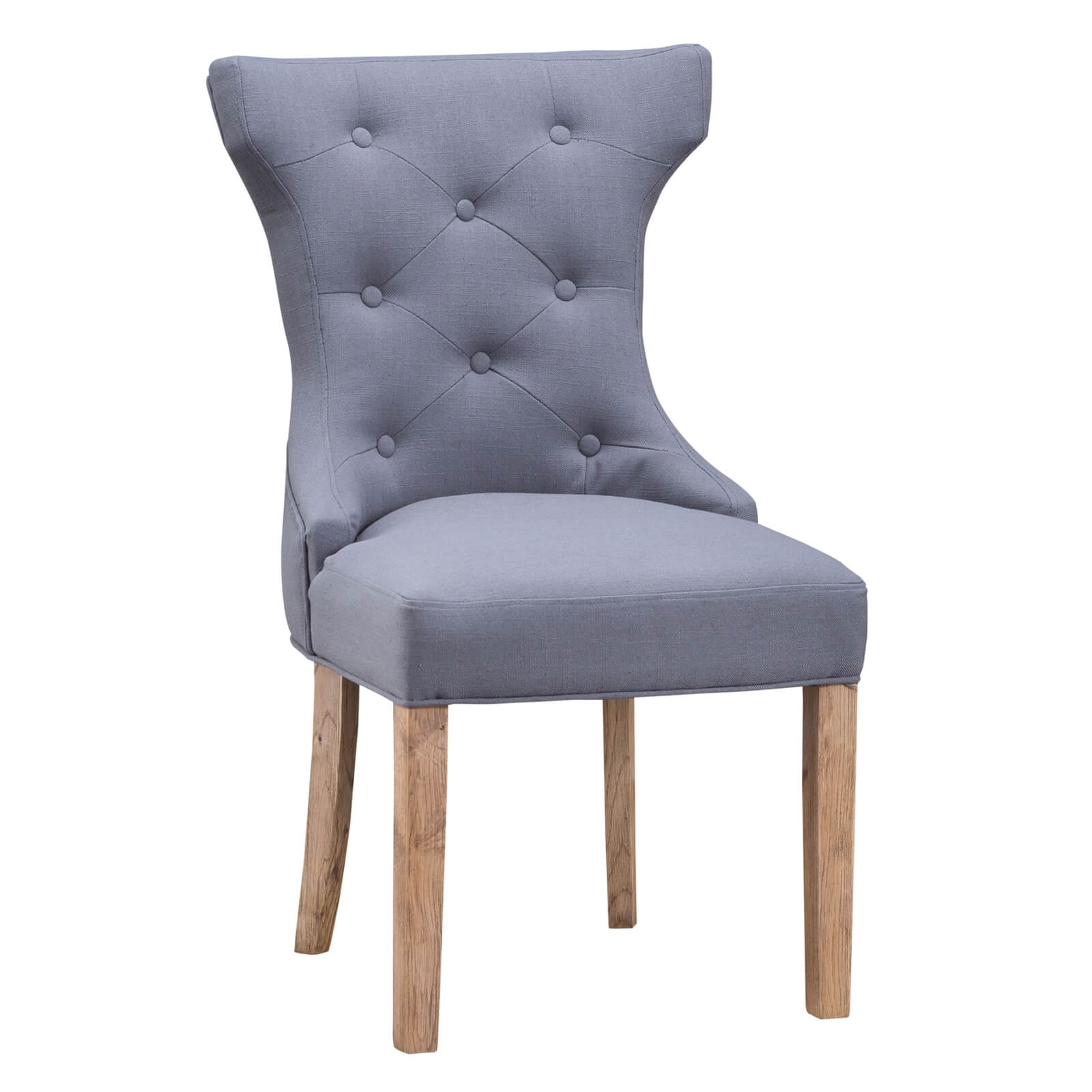 Winged Button Back Dining Chair - Set of 2 - Grey