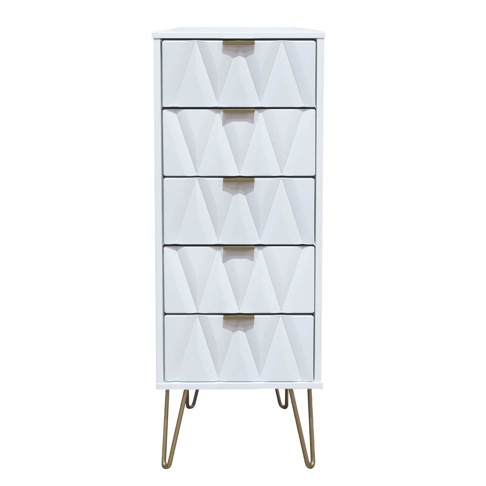 Ice 5 Drawer Bedside Table - White