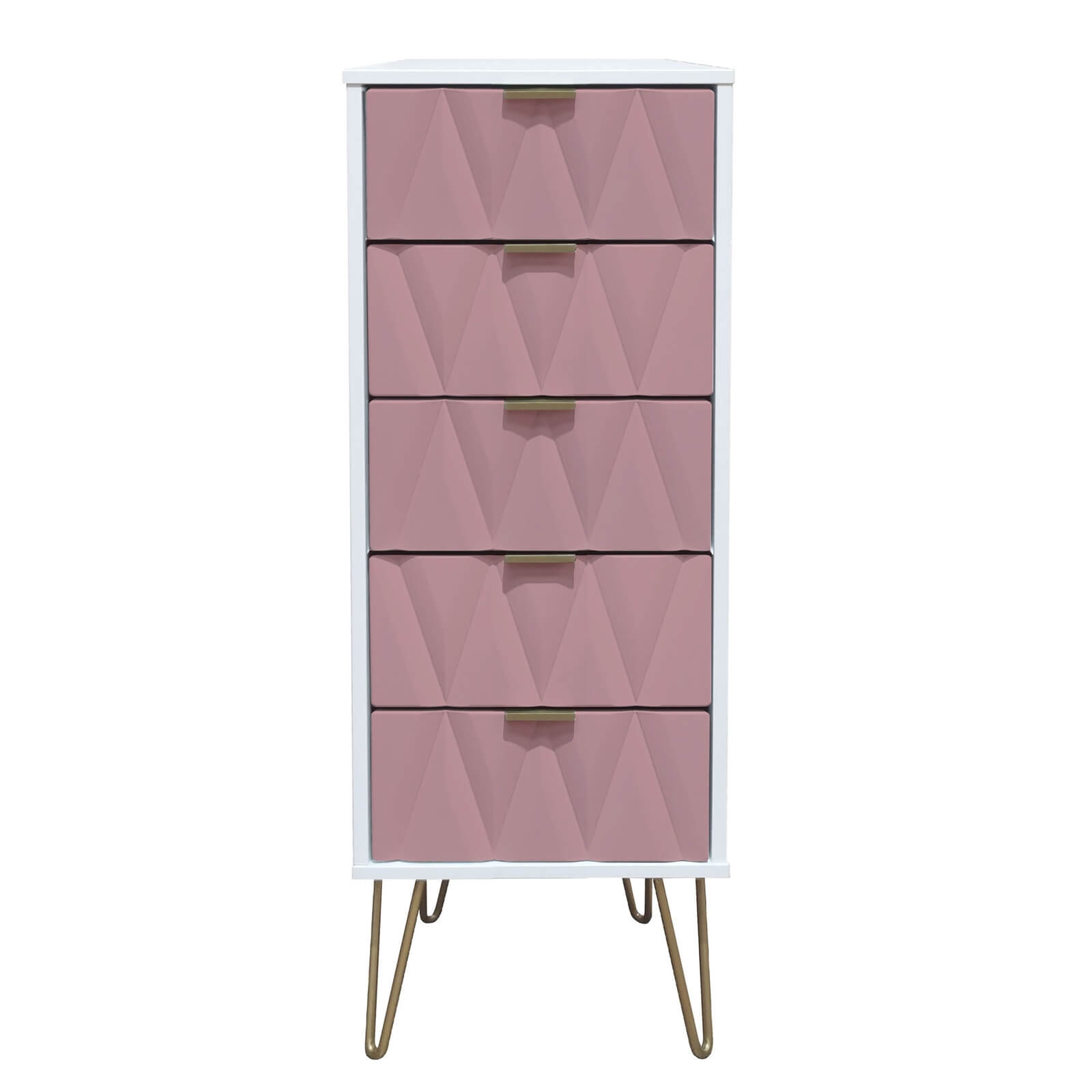 Ice 5 Drawer Bedside Table - Pink