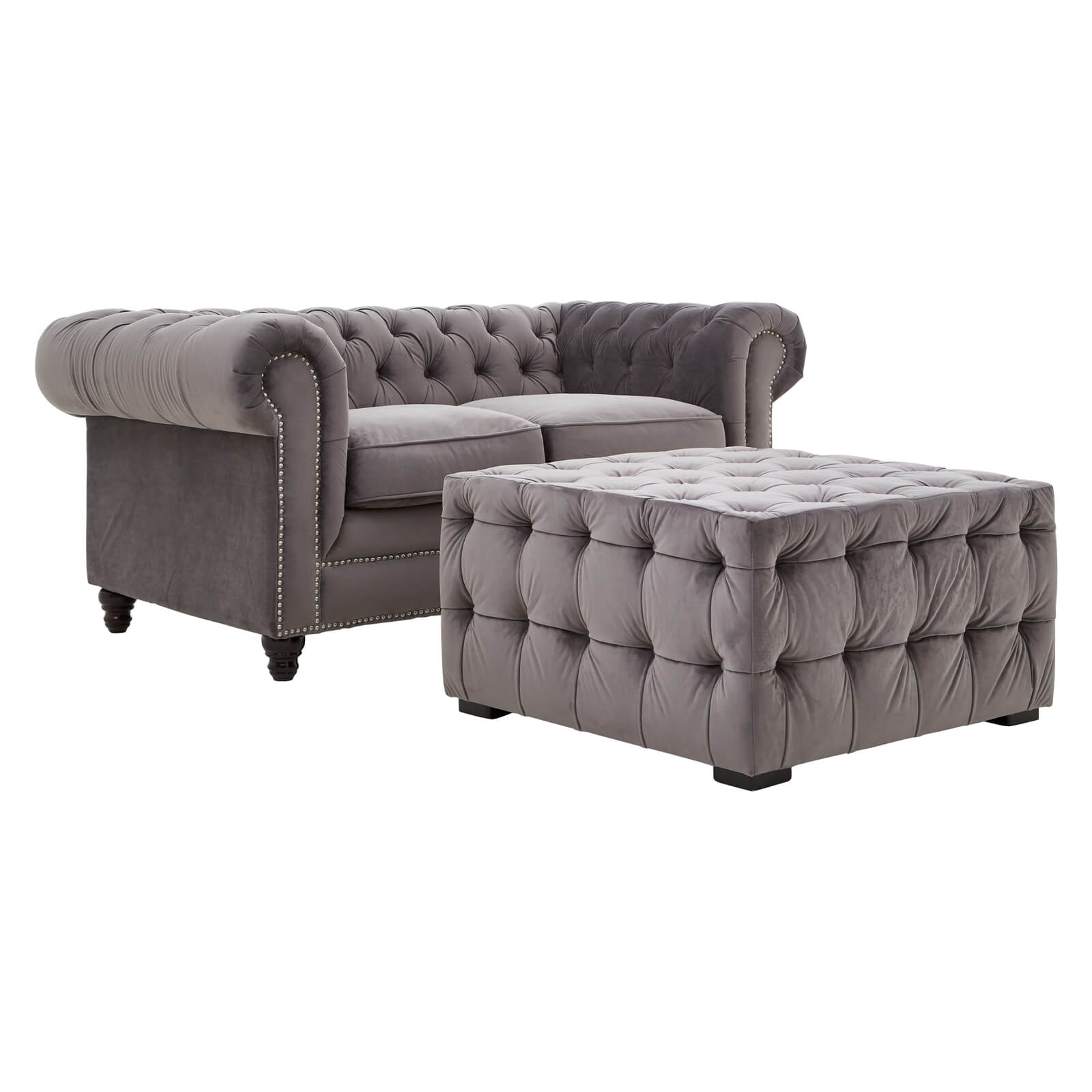 Stella 2 Seater Velvet Sofa - Grey