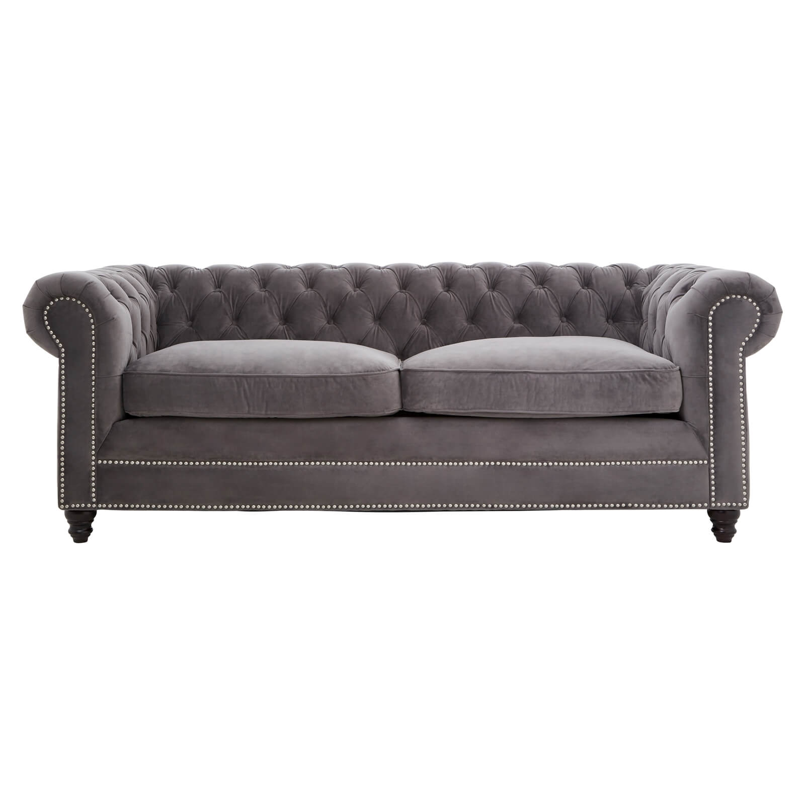Stella 3 Seater Velvet Sofa - Grey