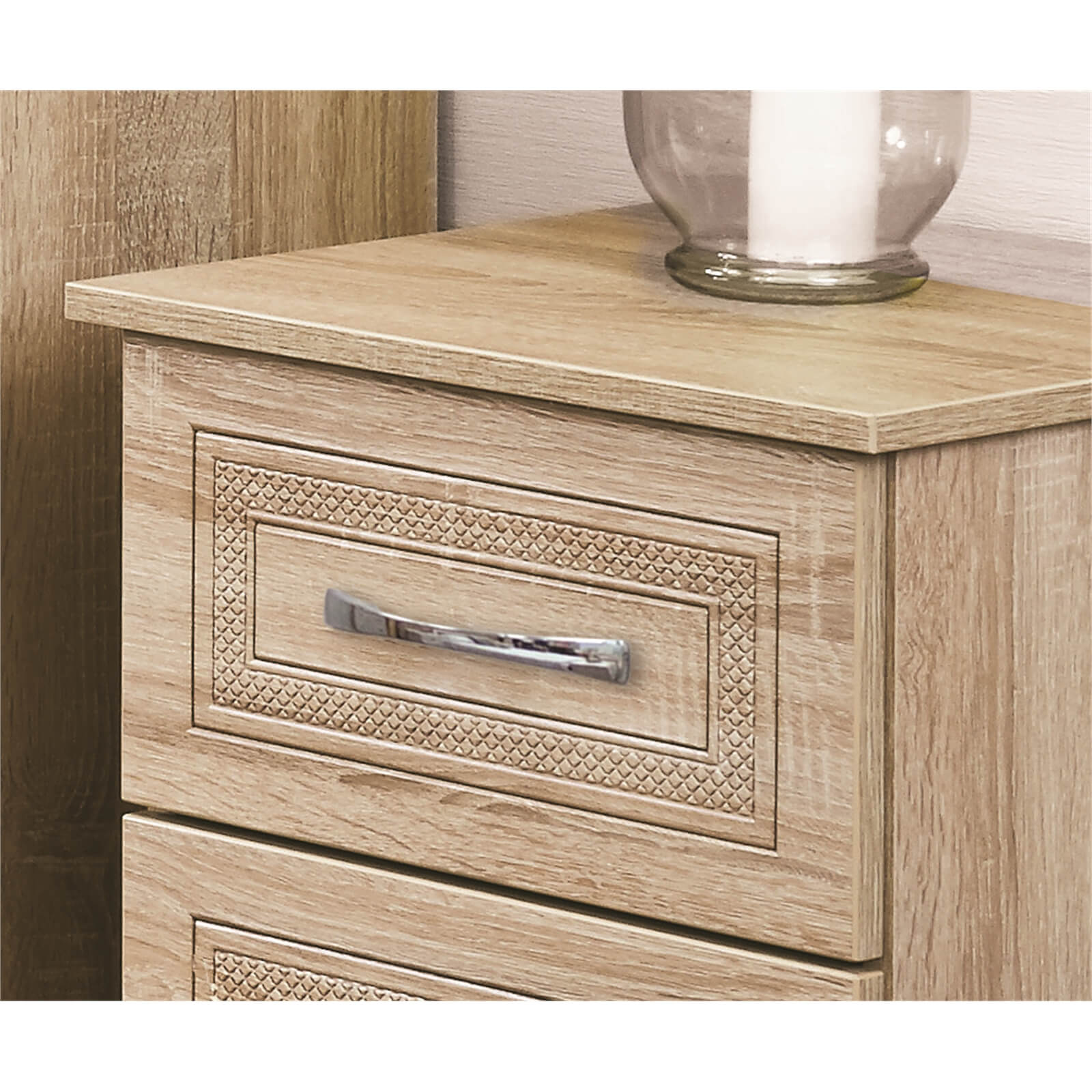 Milton 3 Drawer Bedside Table with Wireless Charging - Oak