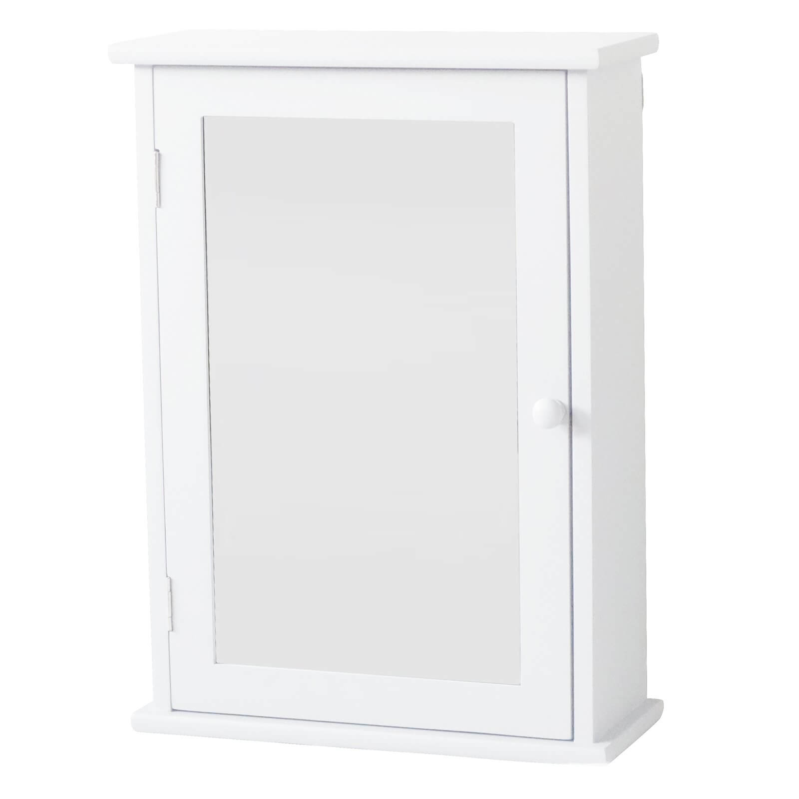 Classic Mirrored Single Door Cabinet - White