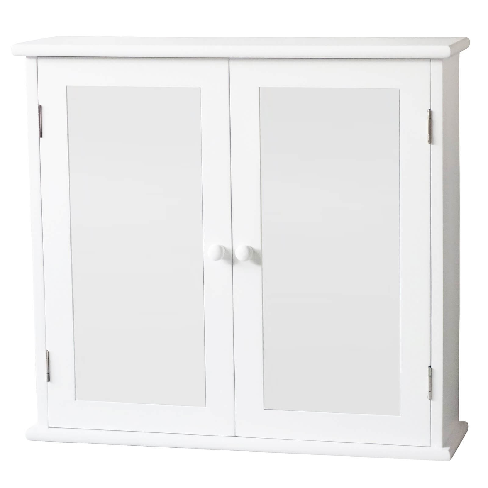 Classic Mirrored Double Door Cabinet - White
