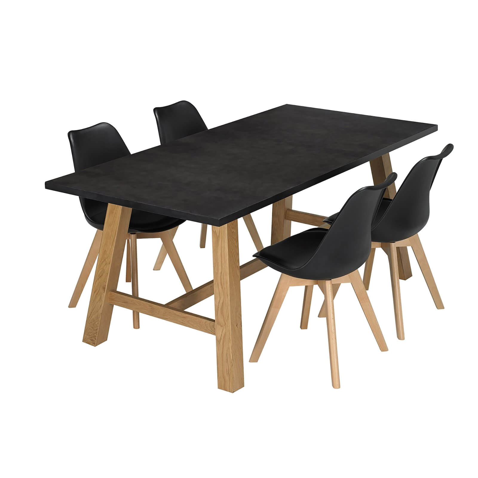 Brooklyn 4 Seater Dining Set - Louvre Dining Chairs - Black