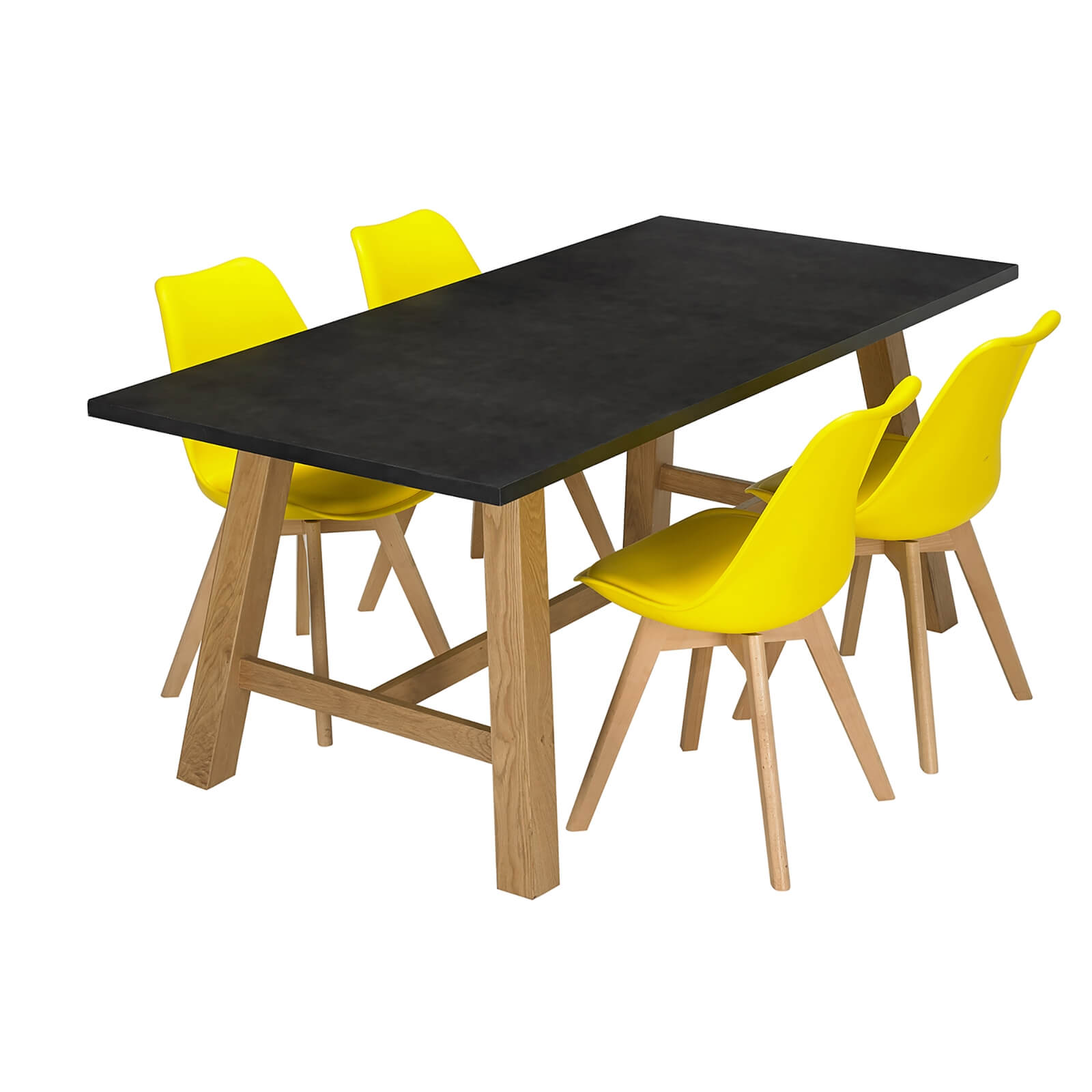 Brooklyn 4 Seater Dining Set - Louvre Dining Chairs - Yellow