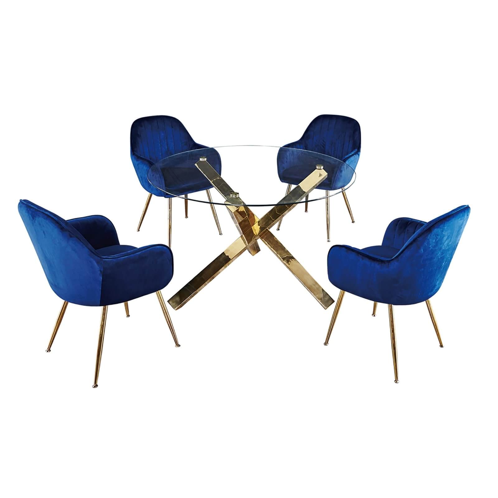 Capri 4 Seater Dining Set - Lara Dining Chairs - Blue