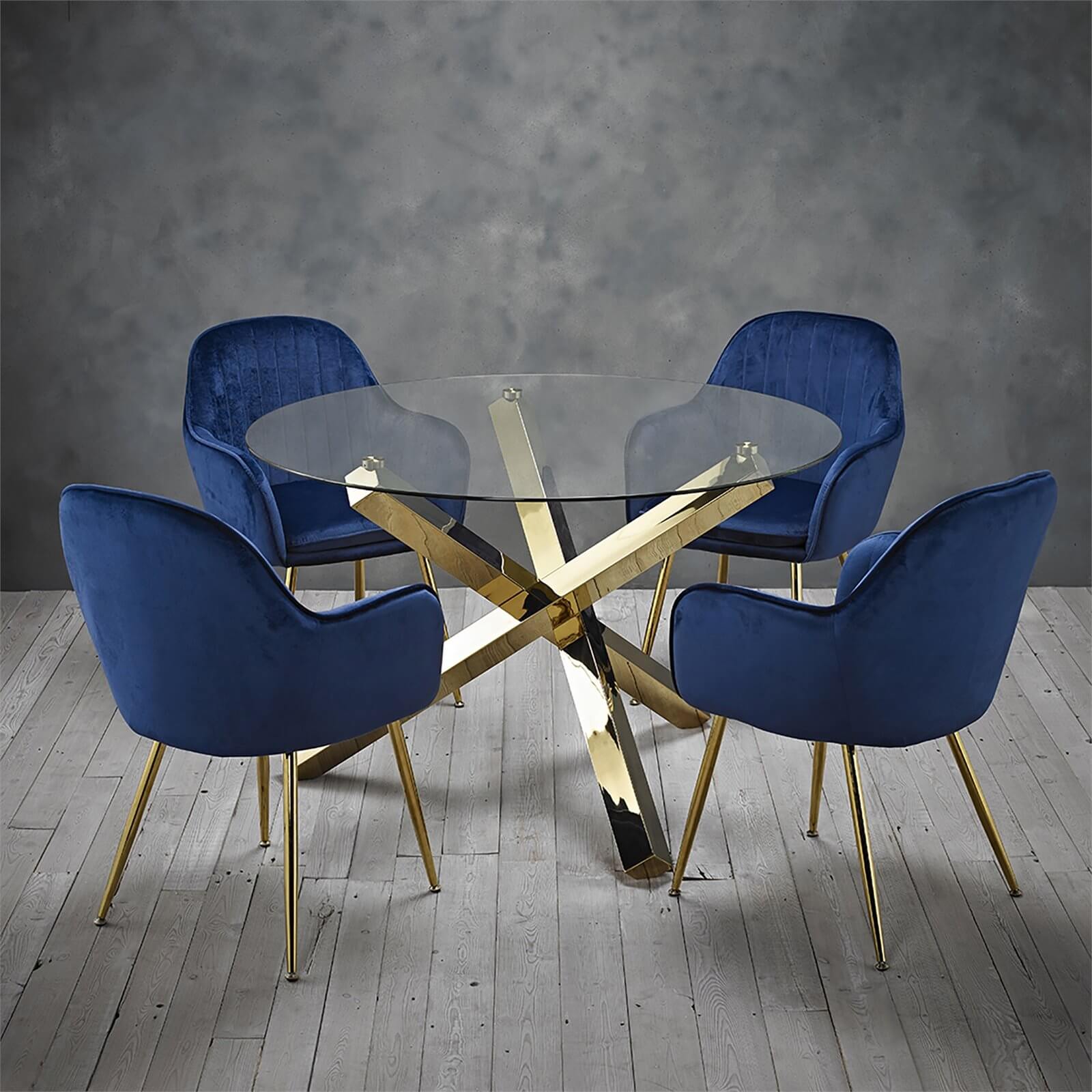 Capri 4 Seater Dining Set - Lara Dining Chairs - Blue