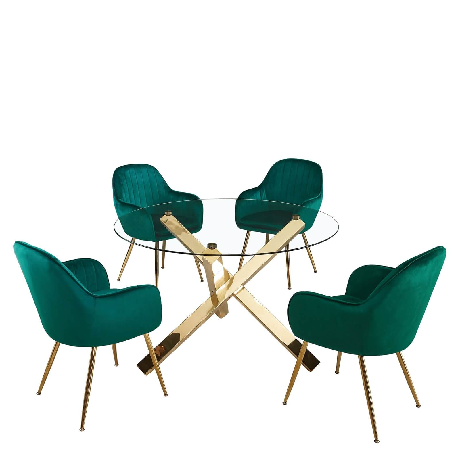 Capri 4 Seater Dining Set - Lara Dining Chairs - Green
