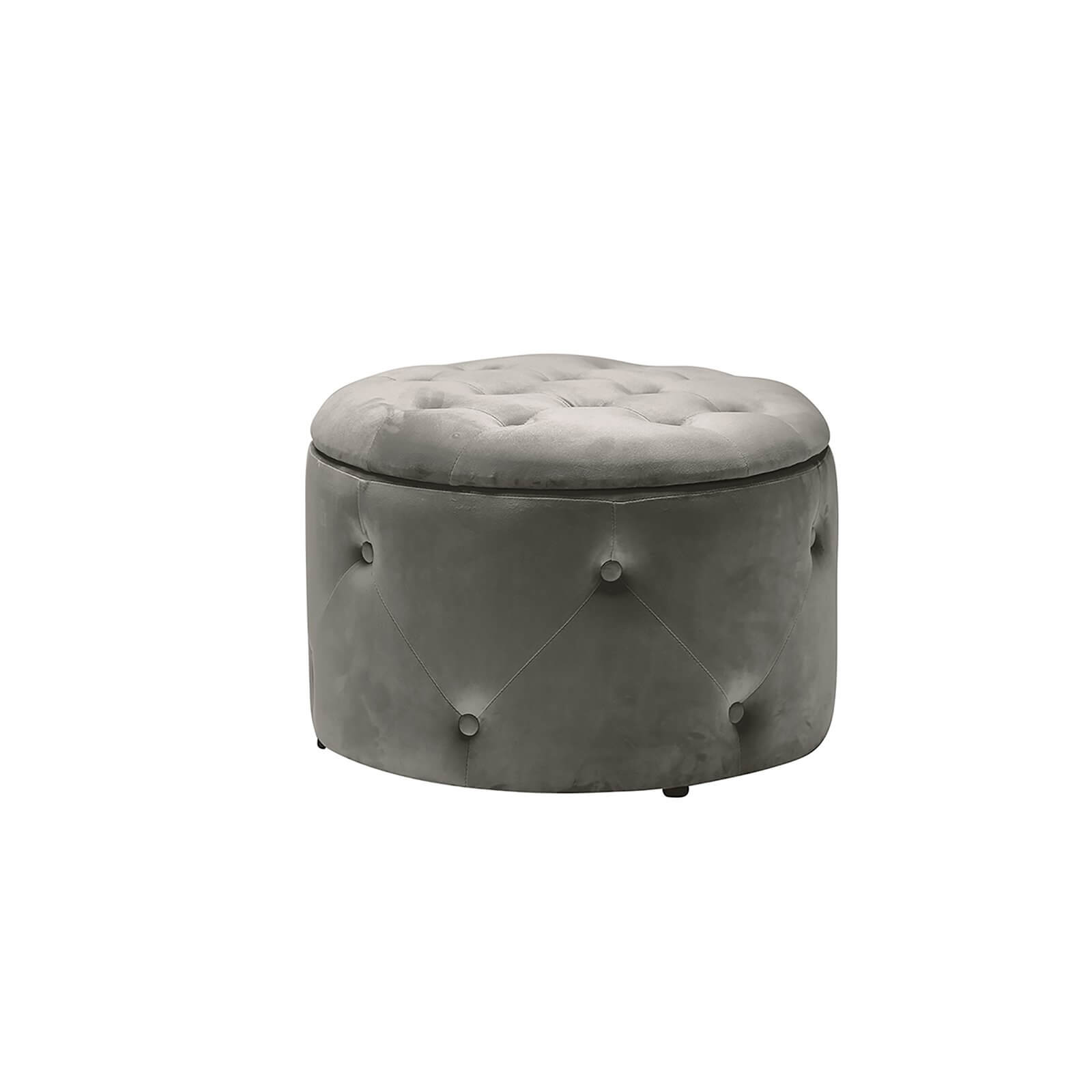 Cleo Round Storage Pouffe - Charcoal